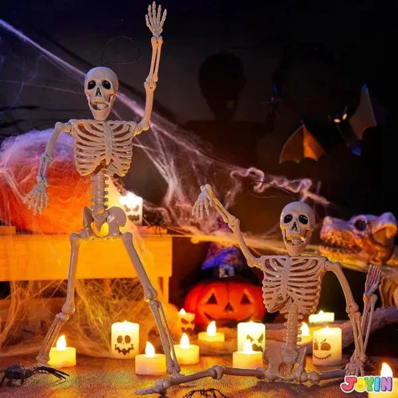 2 PCS 16-Inch Halloween Skeletons with Full Body Posable Joints