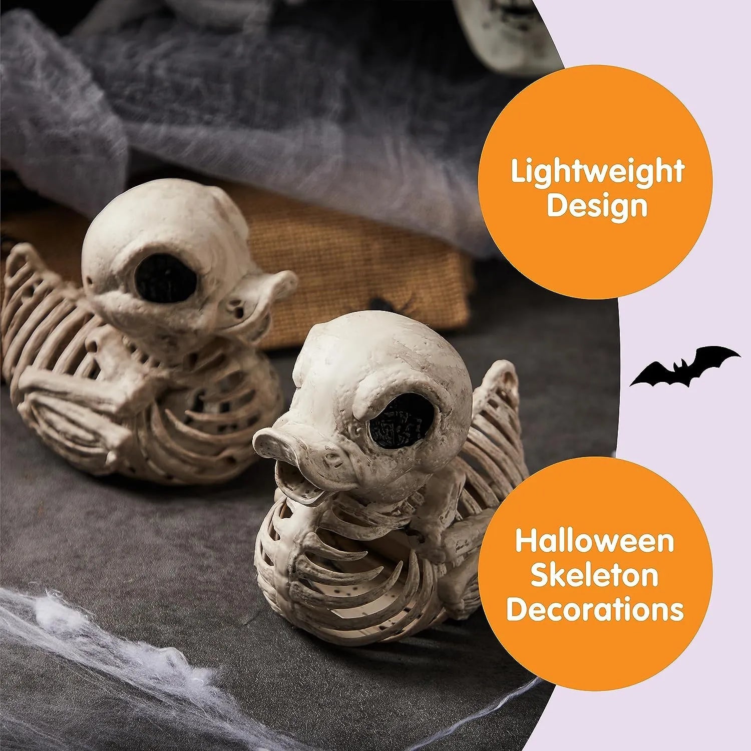 JOIN 2 PCS 4.5in Halloween Duck Skeleton Plastic Bones