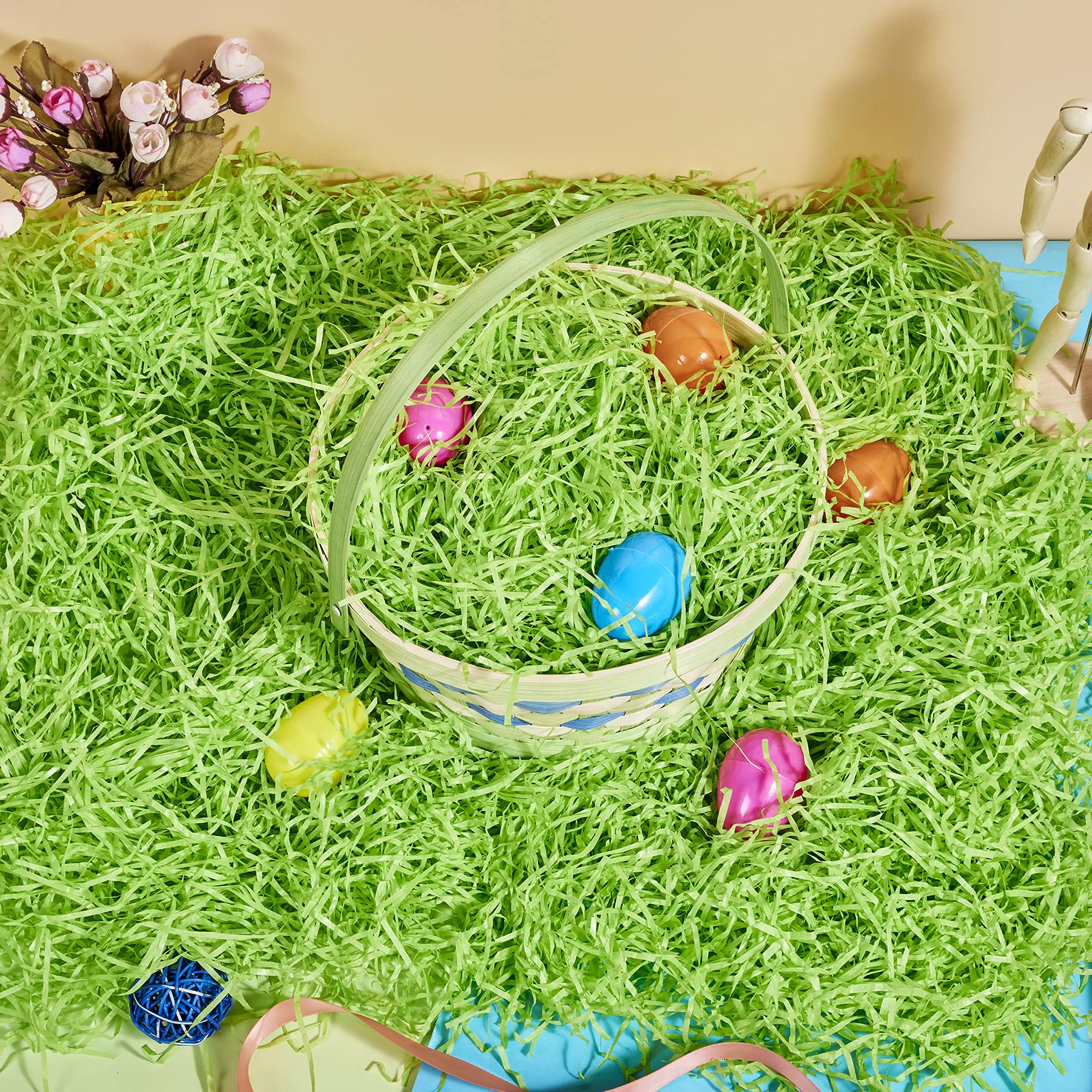 JOYIN 3.75 LB Easter Fake Grass Crinkle Paper Shred