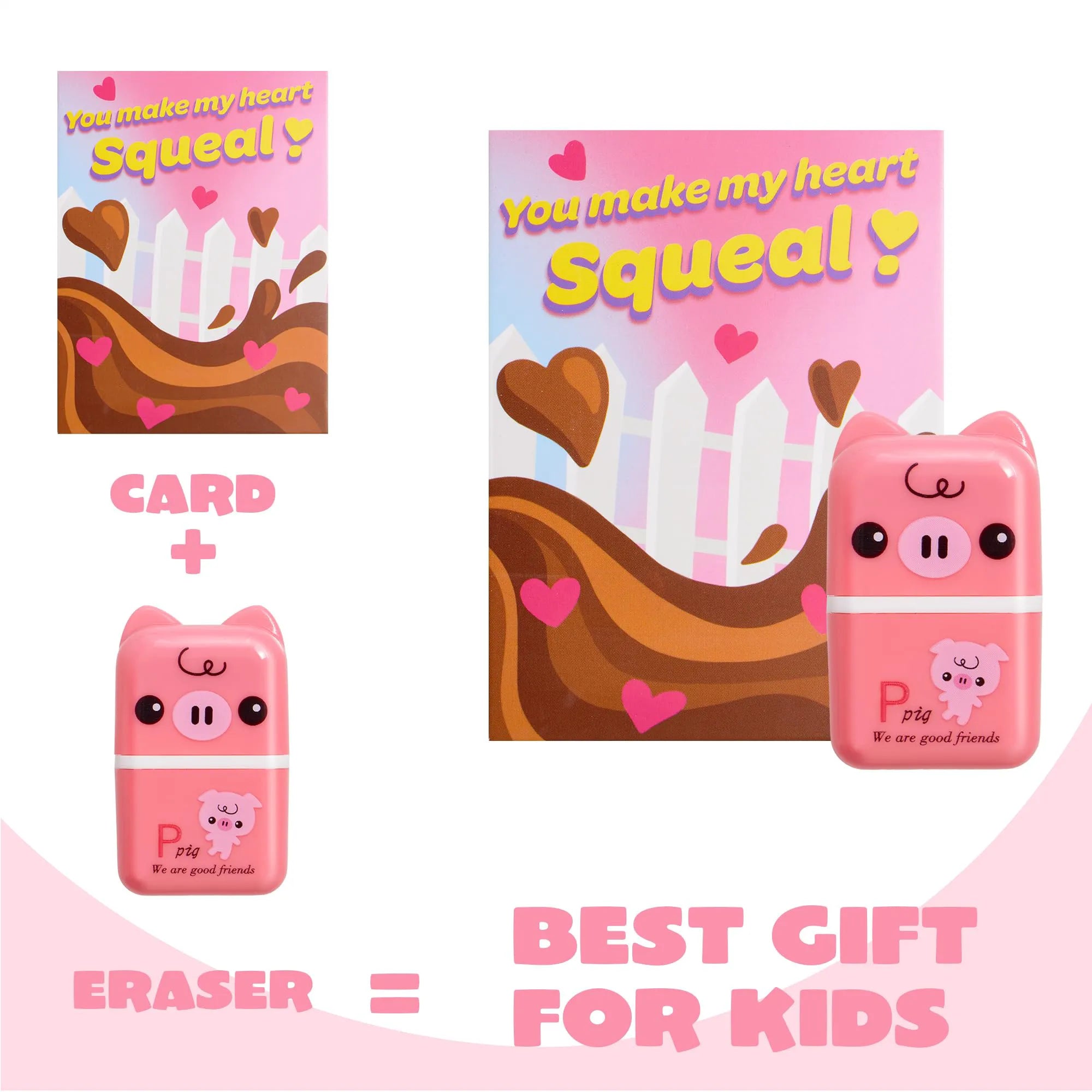 JOYIN 30-Pack Valentine's Day Animal Erasers with Clean Up Roller, Party Favor Gifts