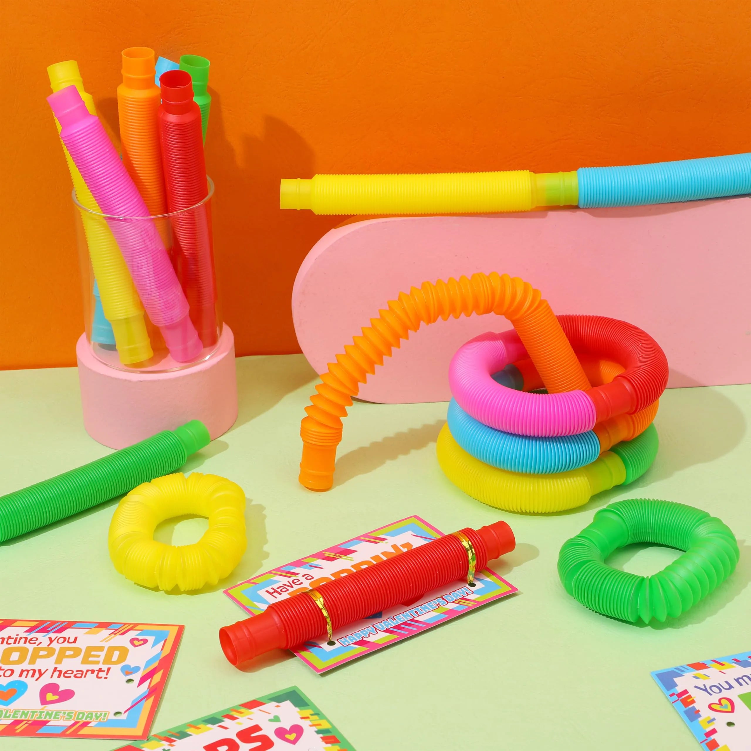 JOIN 30 Pack Valentine's Day Pop Tubes Fidget Toys for Kids