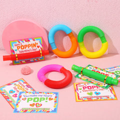 JOIN 30 Pack Valentine's Day Pop Tubes Fidget Toys for Kids