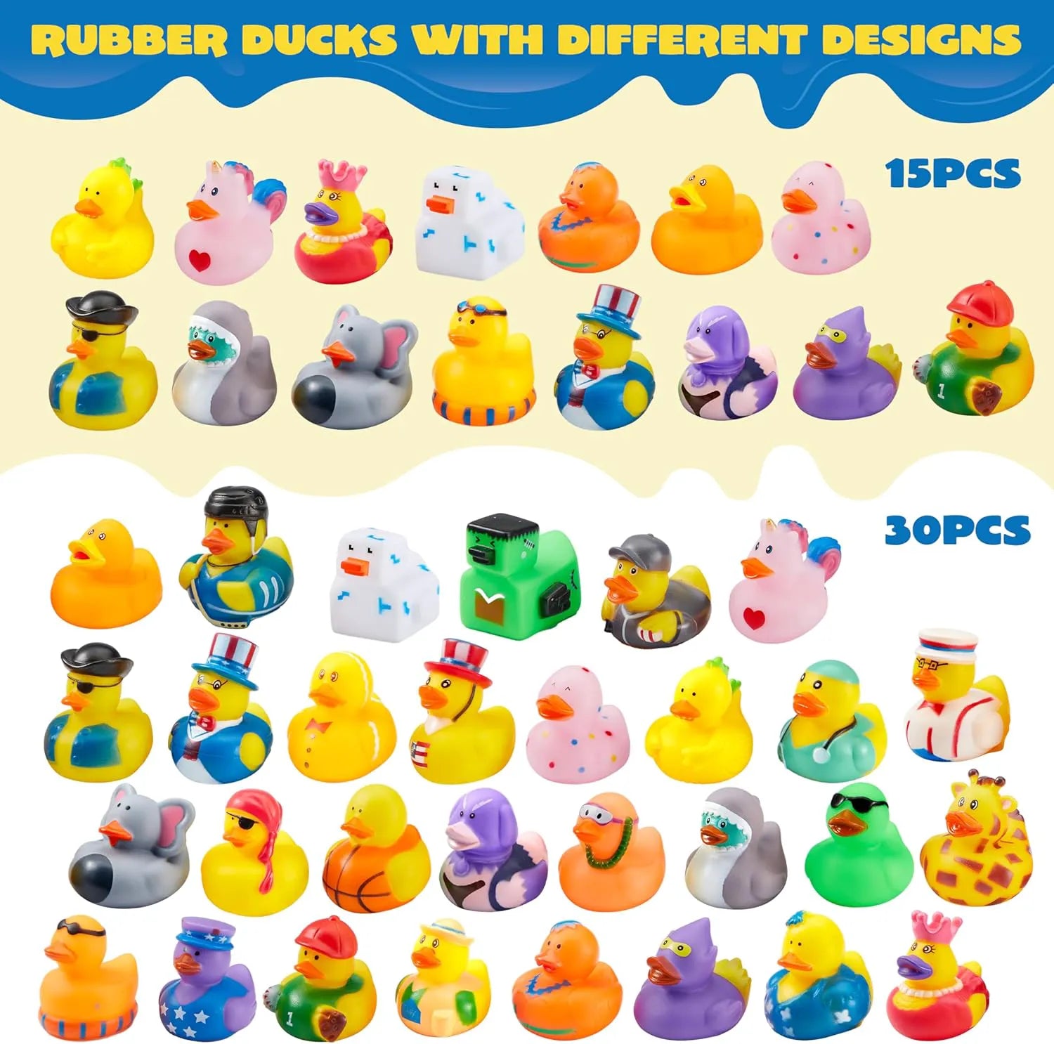 JOIN 30-Pack Assorted Rubber Ducks with Mesh Bag
