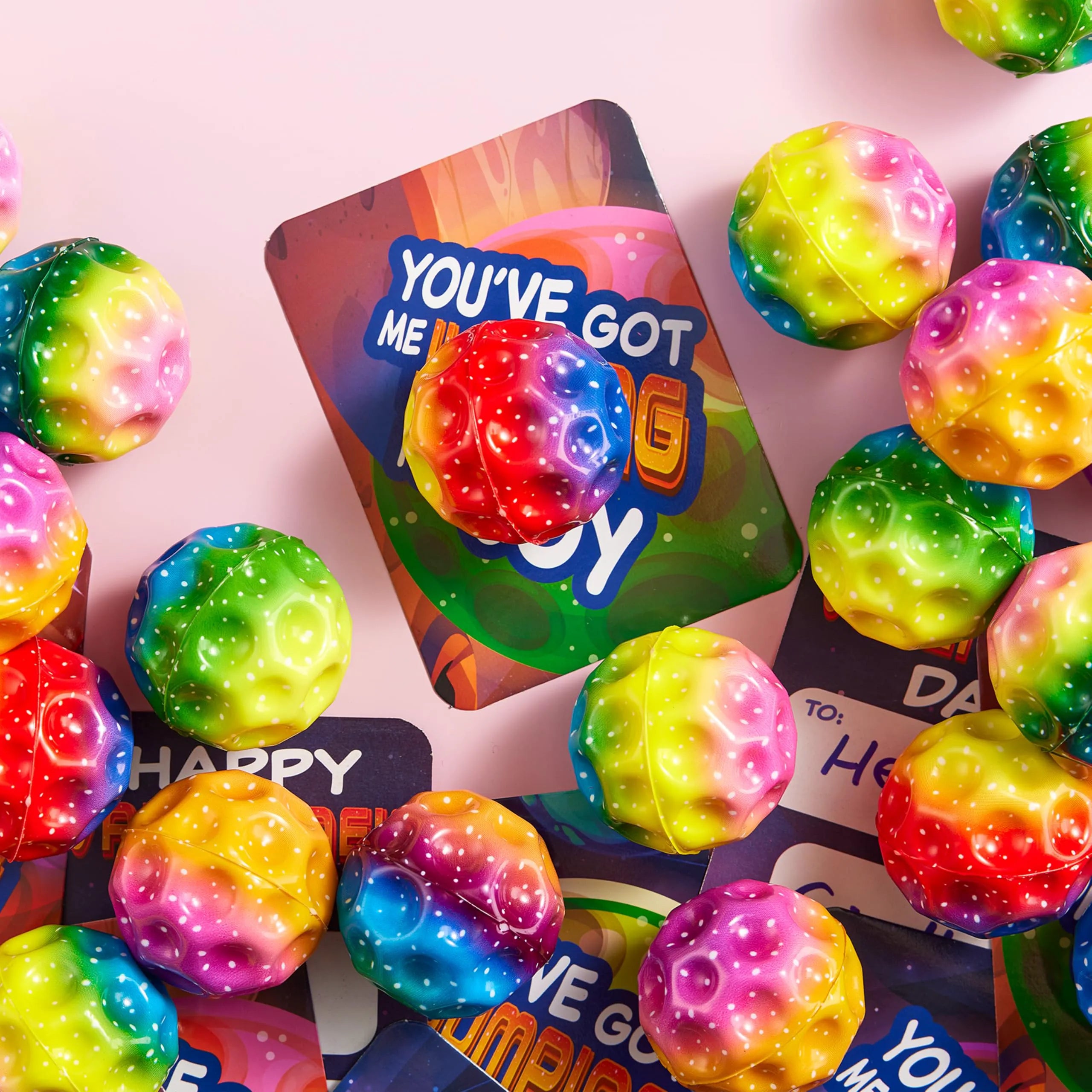JOIN 30 Pcs Valentine's Day Super High Bouncy Balls with Valentine Cards