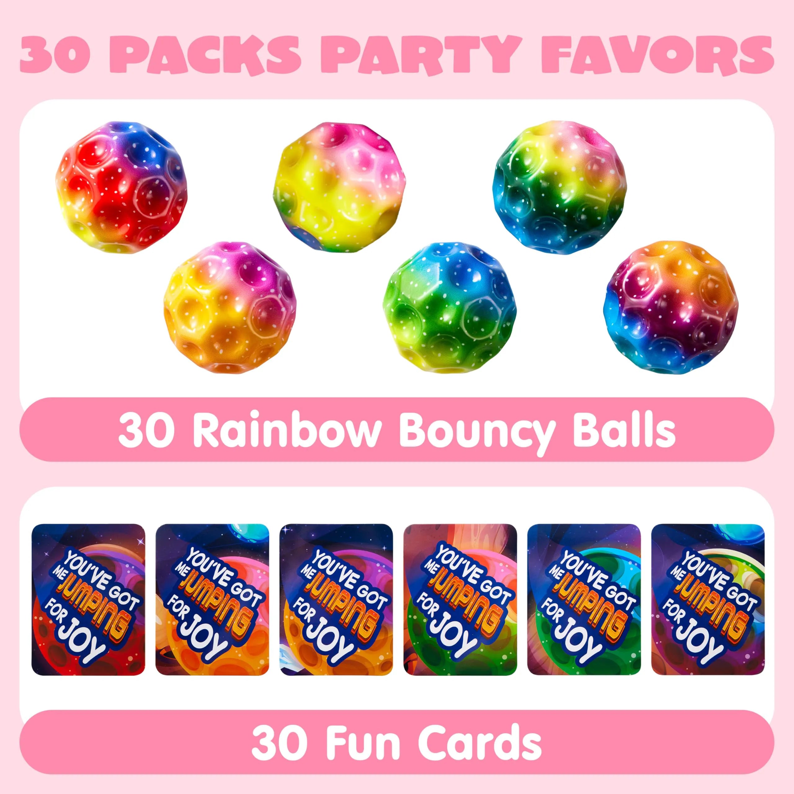 JOIN 30 Pcs Valentine's Day Super High Bouncy Balls with Valentine Cards