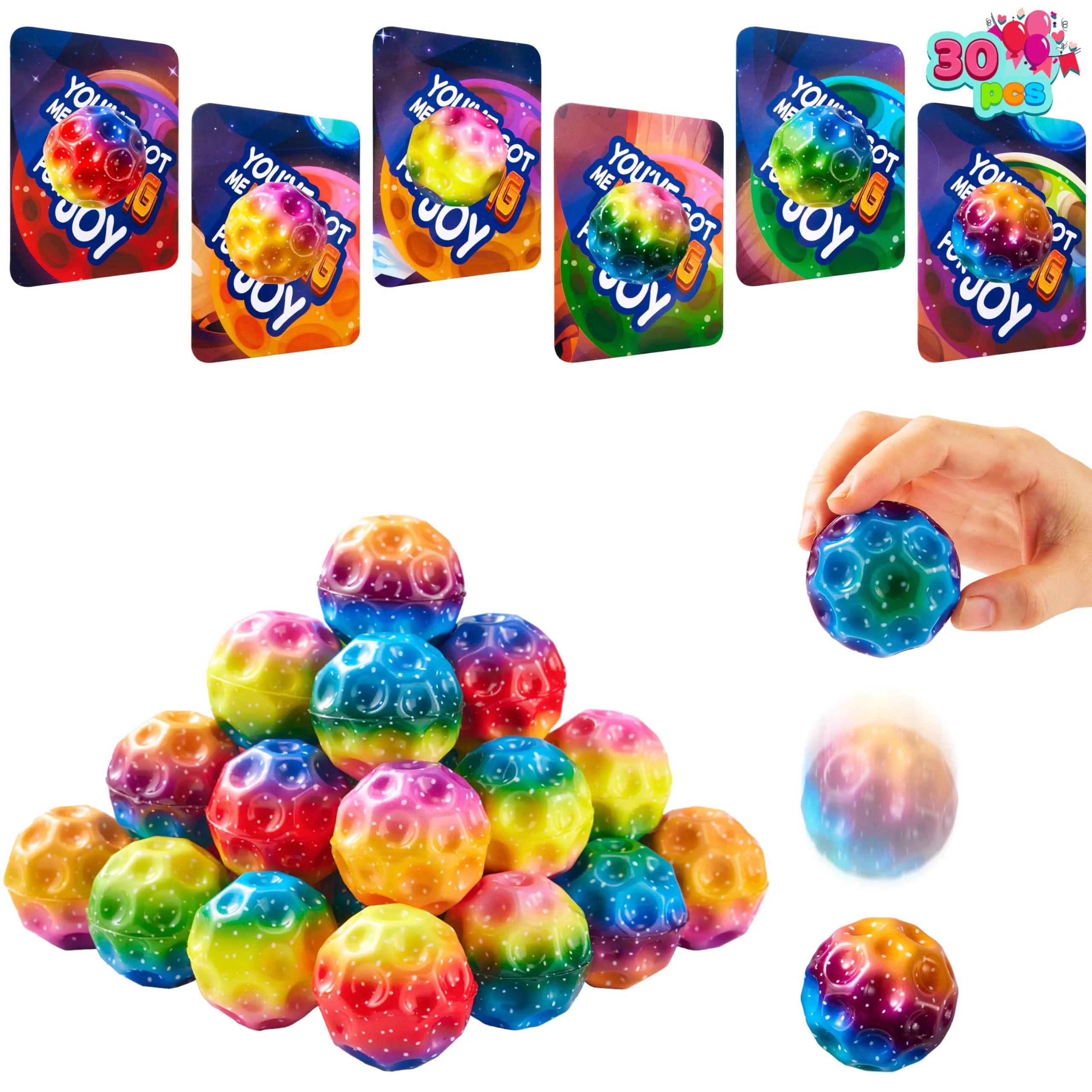 JOIN 30 Pcs Valentine's Day Super High Bouncy Balls with Valentine Cards