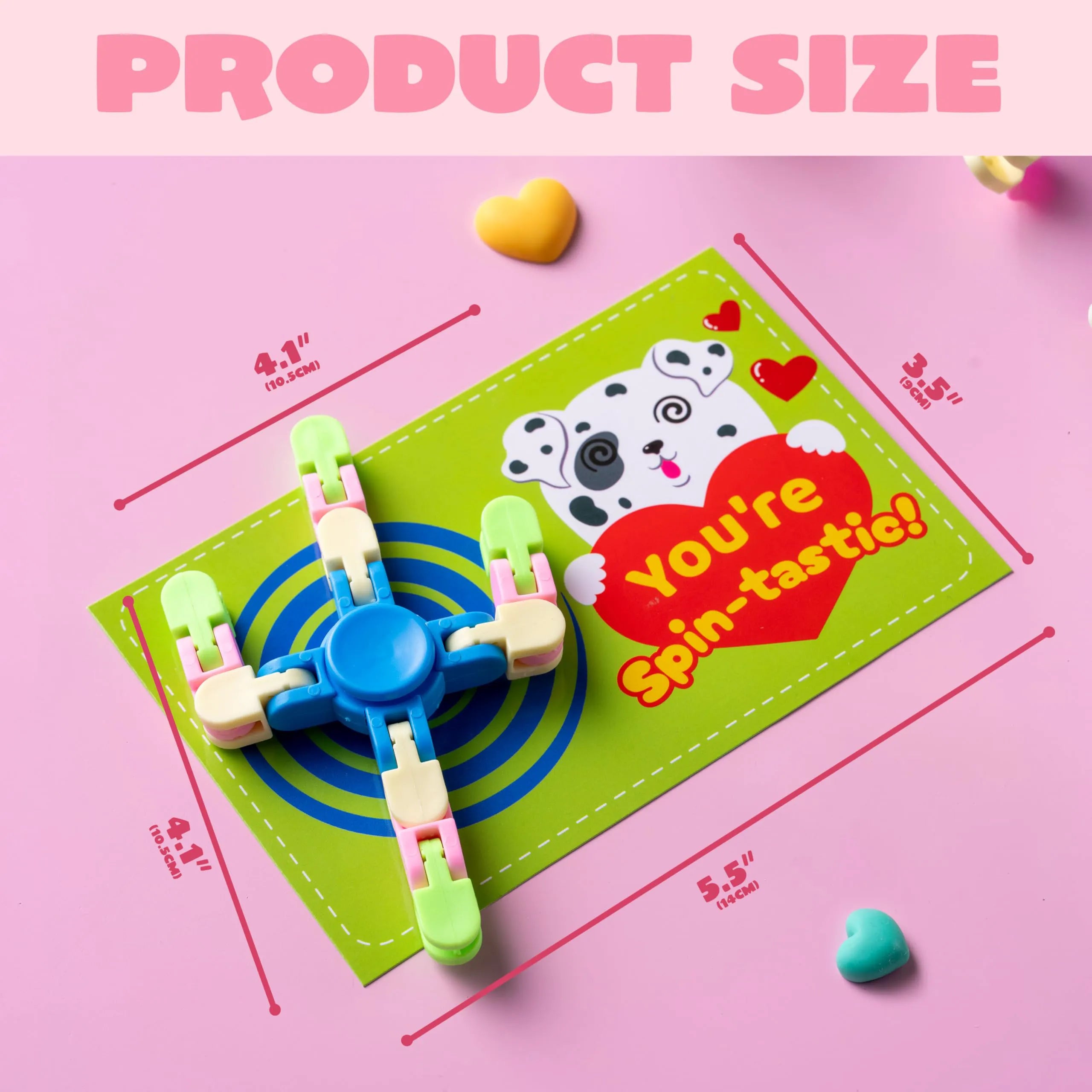 JOIN 30-Pack Valentine's Fidget Spinners with Gift Cards - Stress Relief Toys for Kids