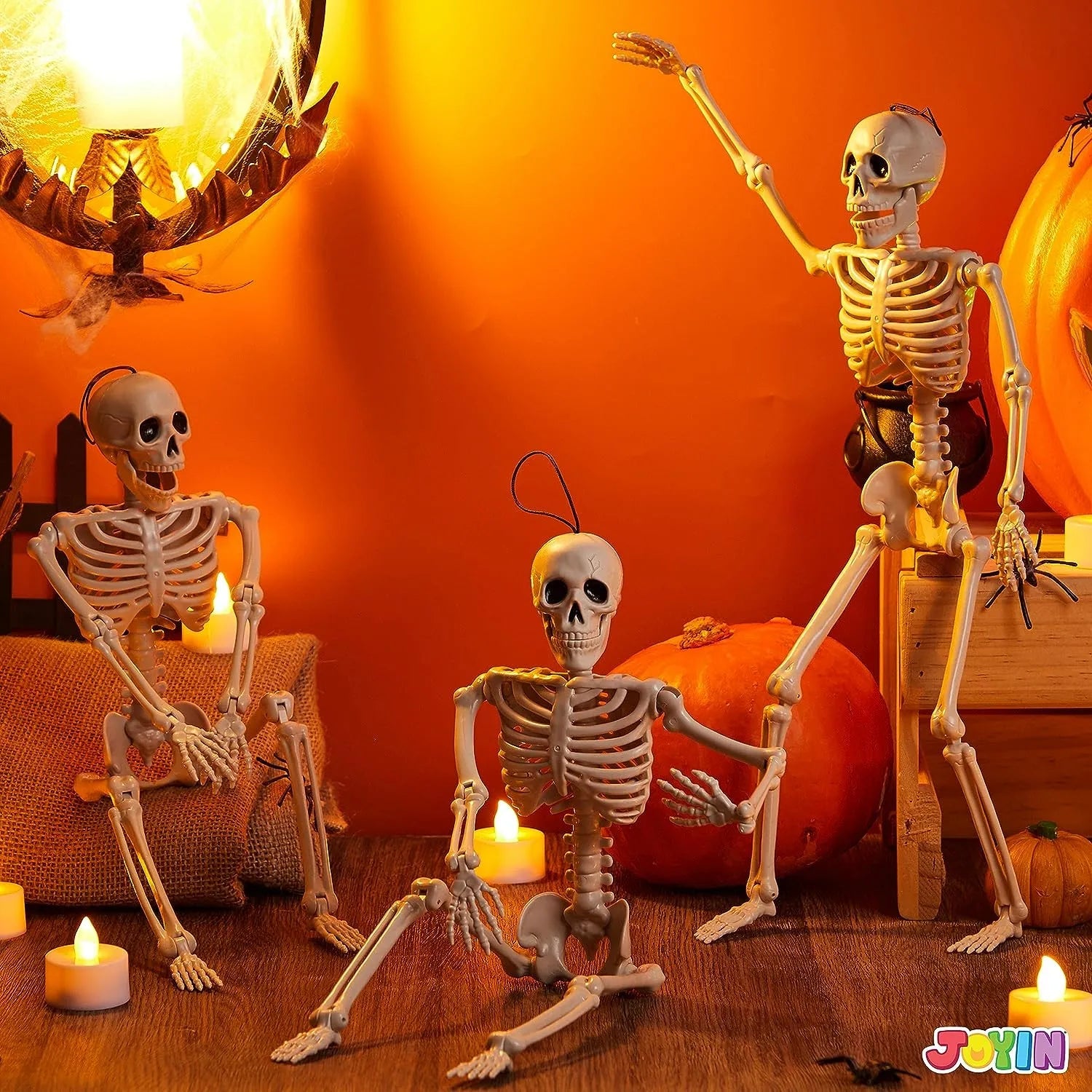 JOIN 3-Pack 16-Inch Halloween Hanging Skeletons with Movable Joints