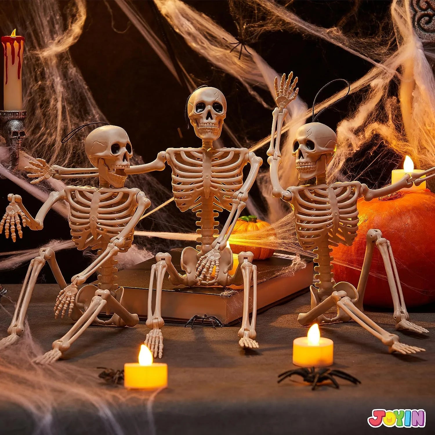 JOIN 3-Pack 16-Inch Halloween Hanging Skeletons with Movable Joints