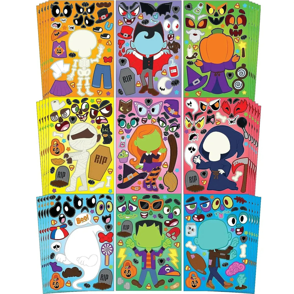 JOIN 45-Pack Halloween Make-A-Face Stickers for Party Decorations
