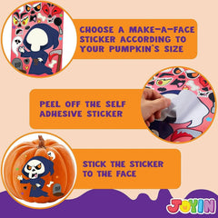 JOIN 45-Pack Halloween Make-A-Face Stickers for Party Decorations