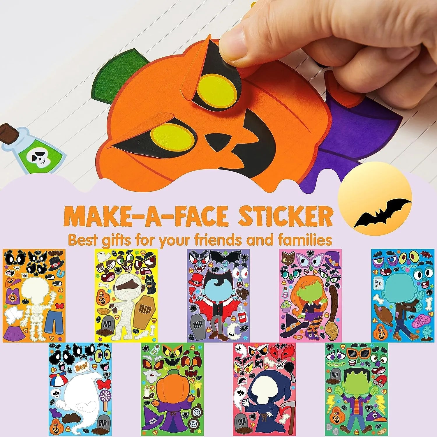 JOIN 45-Pack Halloween Make-A-Face Stickers for Party Decorations