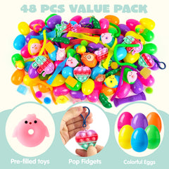 JOYIN 48 Pcs Prefilled Easter Eggs with Assorted Toys
