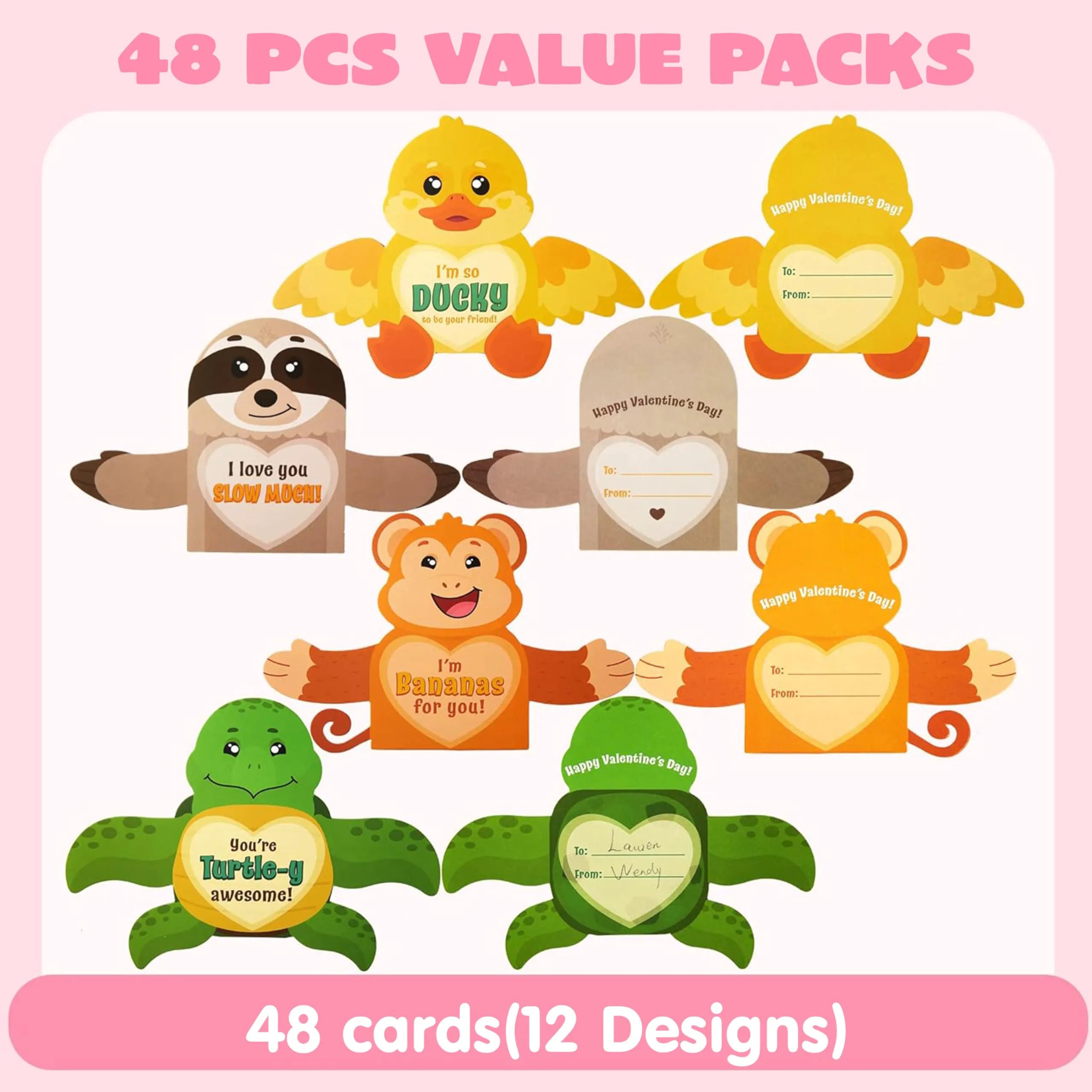 JOYIN 48-Pack Valentine's Day Greeting Cards with Candy Holders for Kids, Holiday Rewards & Prizes