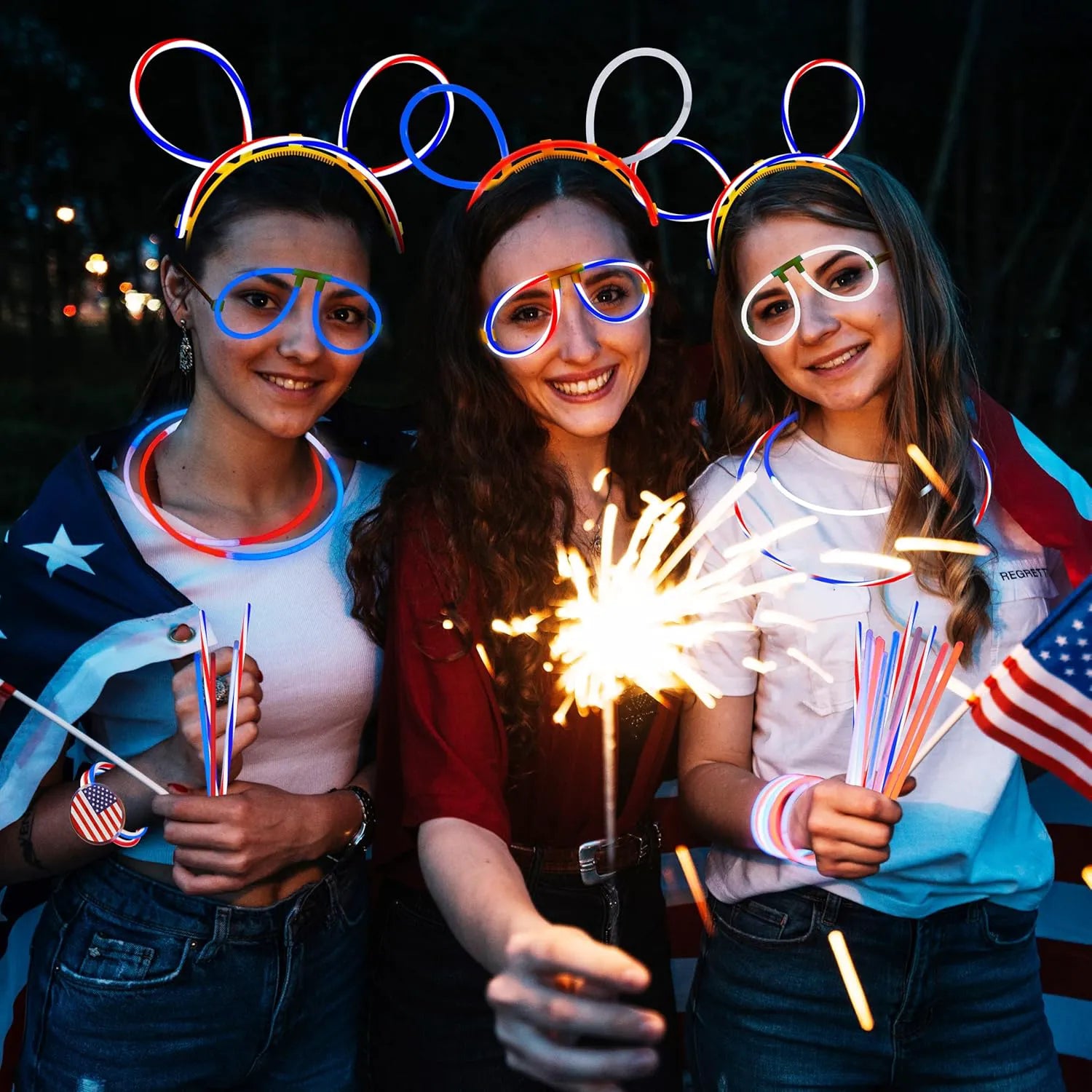 JOYIN 4th of July Patriotic Glow Sticks Bulk (120 Count)