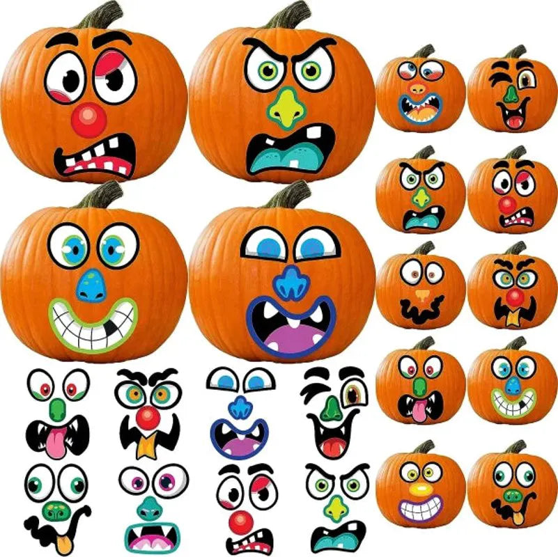 JOYIN 52-Piece Halloween Pumpkin Face Stickers for Party Decorations