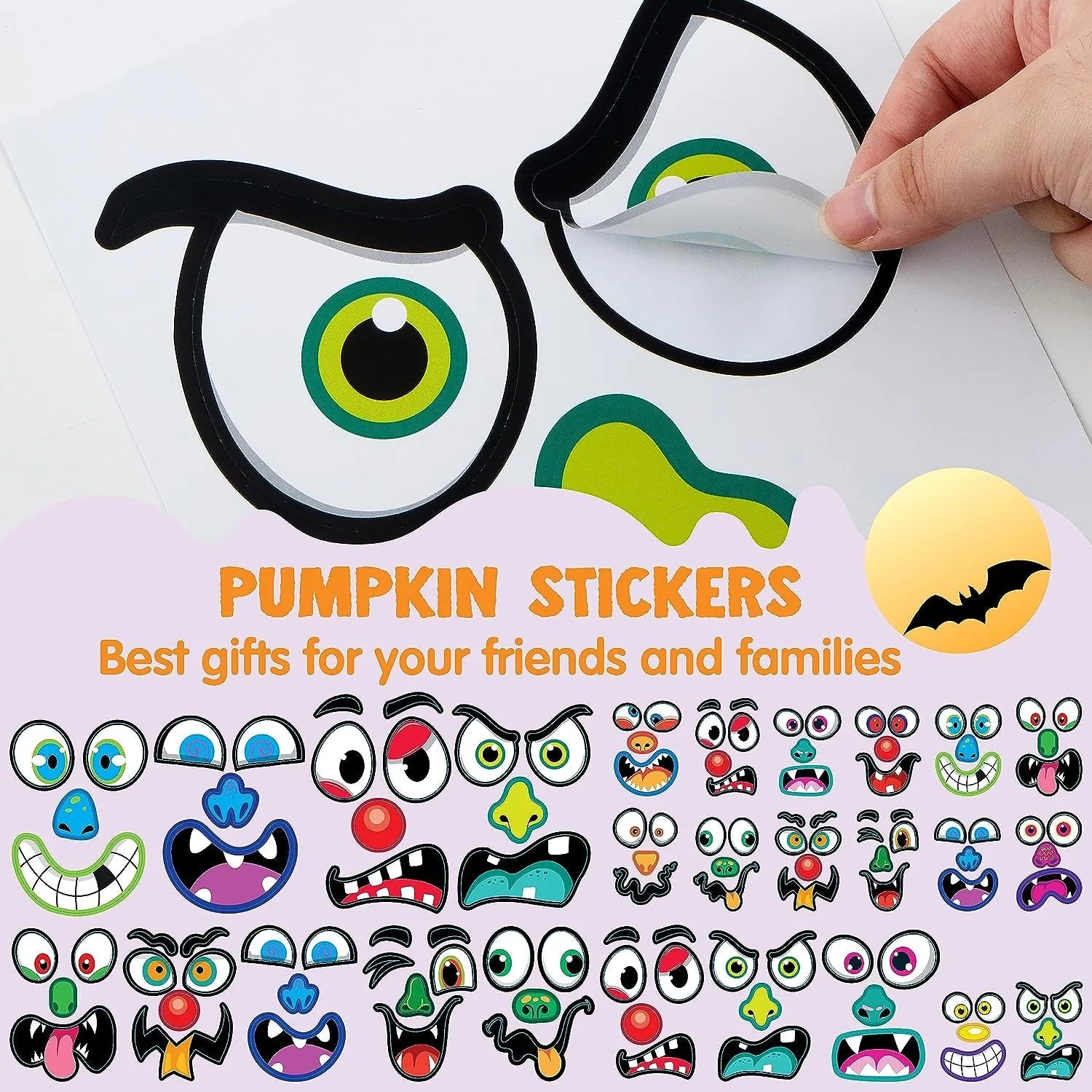 JOYIN 52-Piece Halloween Pumpkin Face Stickers for Party Decorations