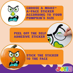 JOYIN 52-Piece Halloween Pumpkin Face Stickers for Party Decorations