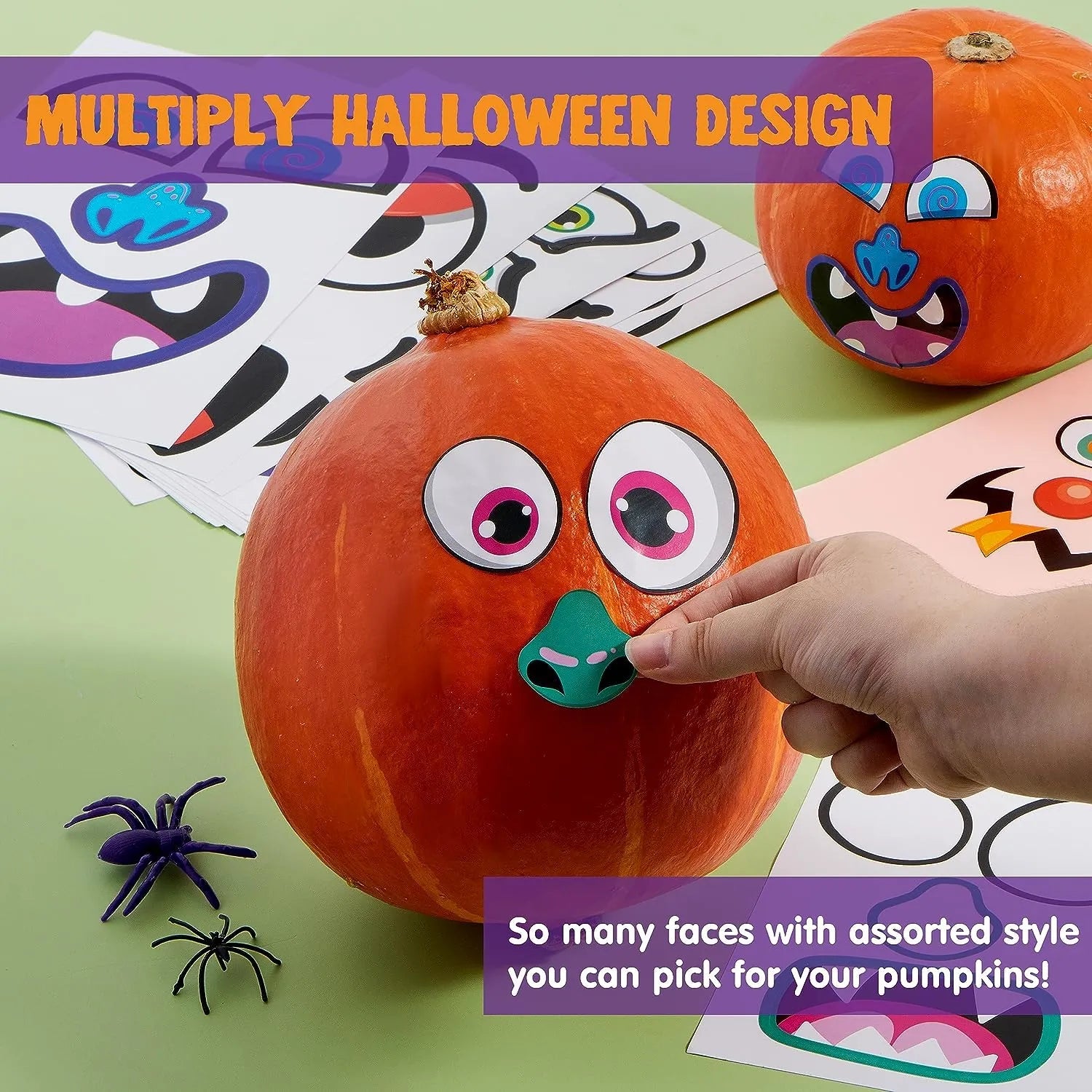 JOYIN 52-Piece Halloween Pumpkin Face Stickers for Party Decorations