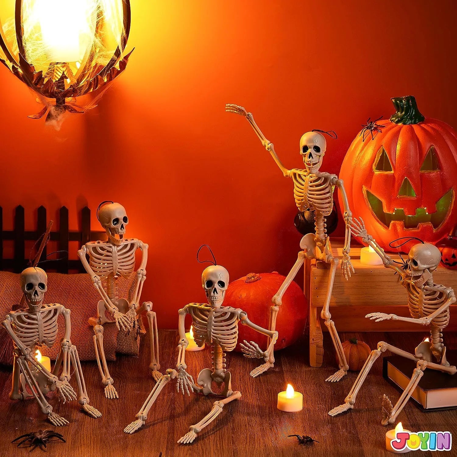 5 PCS Posable Halloween Skeletons, 16 Inches Full Body with Posable Joints
