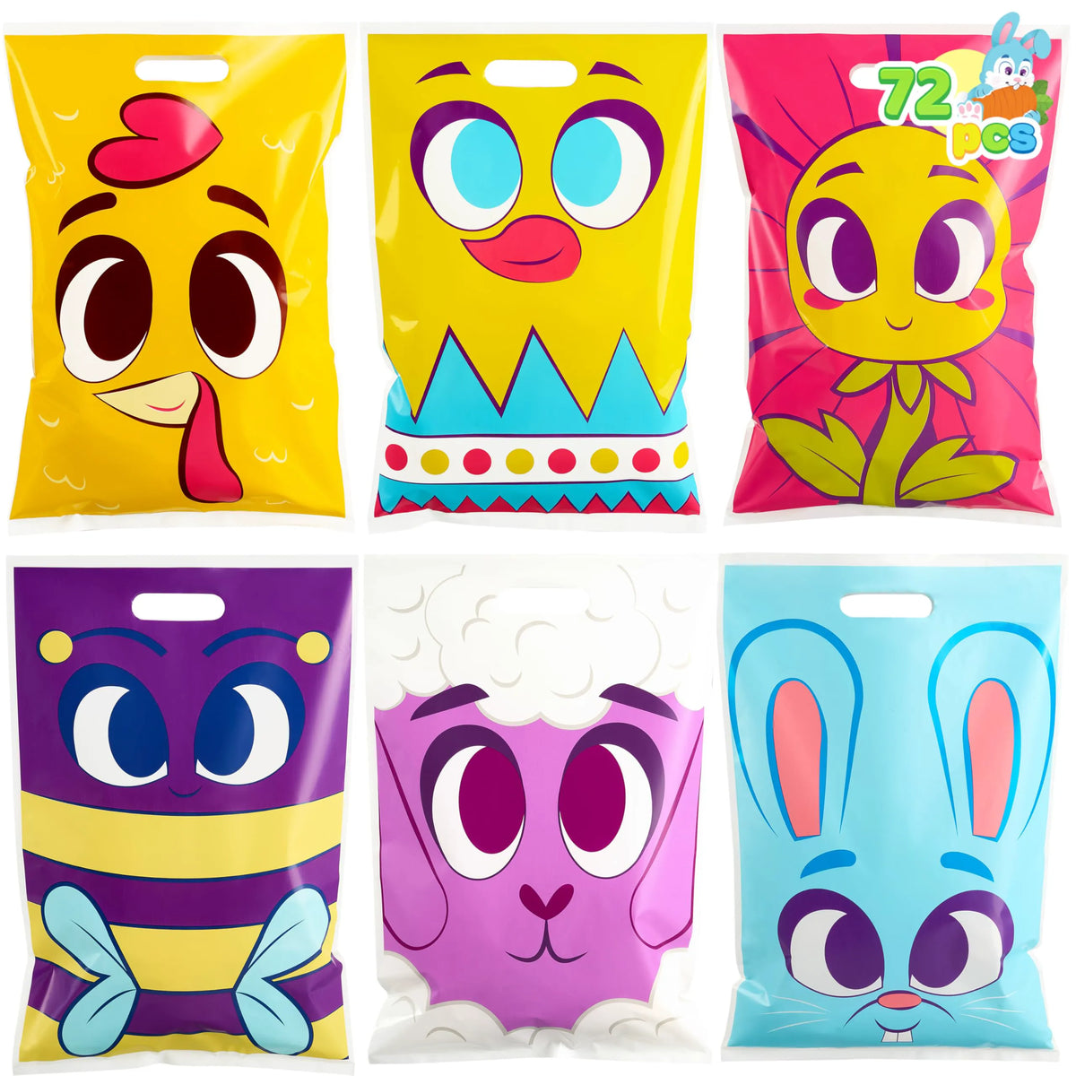 JOYIN 72 Easter Tote Bags with Handles
