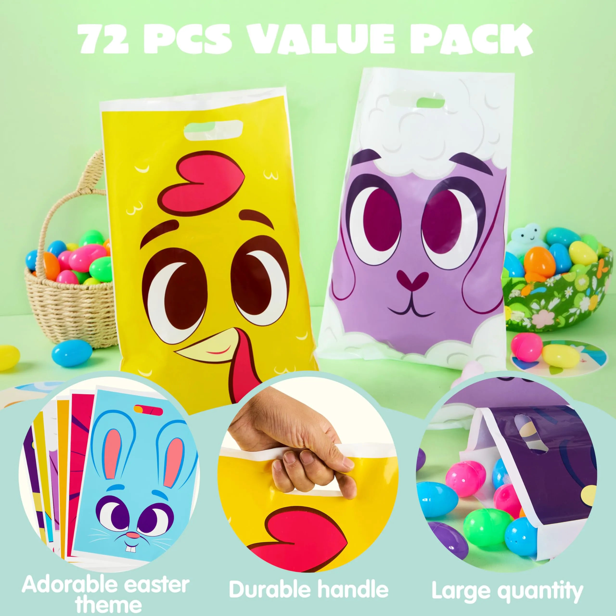 JOYIN 72 Easter Tote Bags with Handles