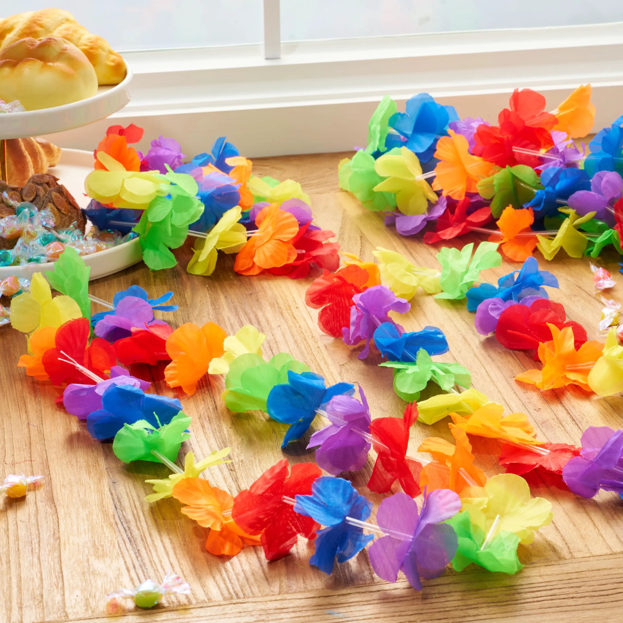 JOYIN 72-Pack Colorful Flower Leis for Pride Party Bulk Necklaces