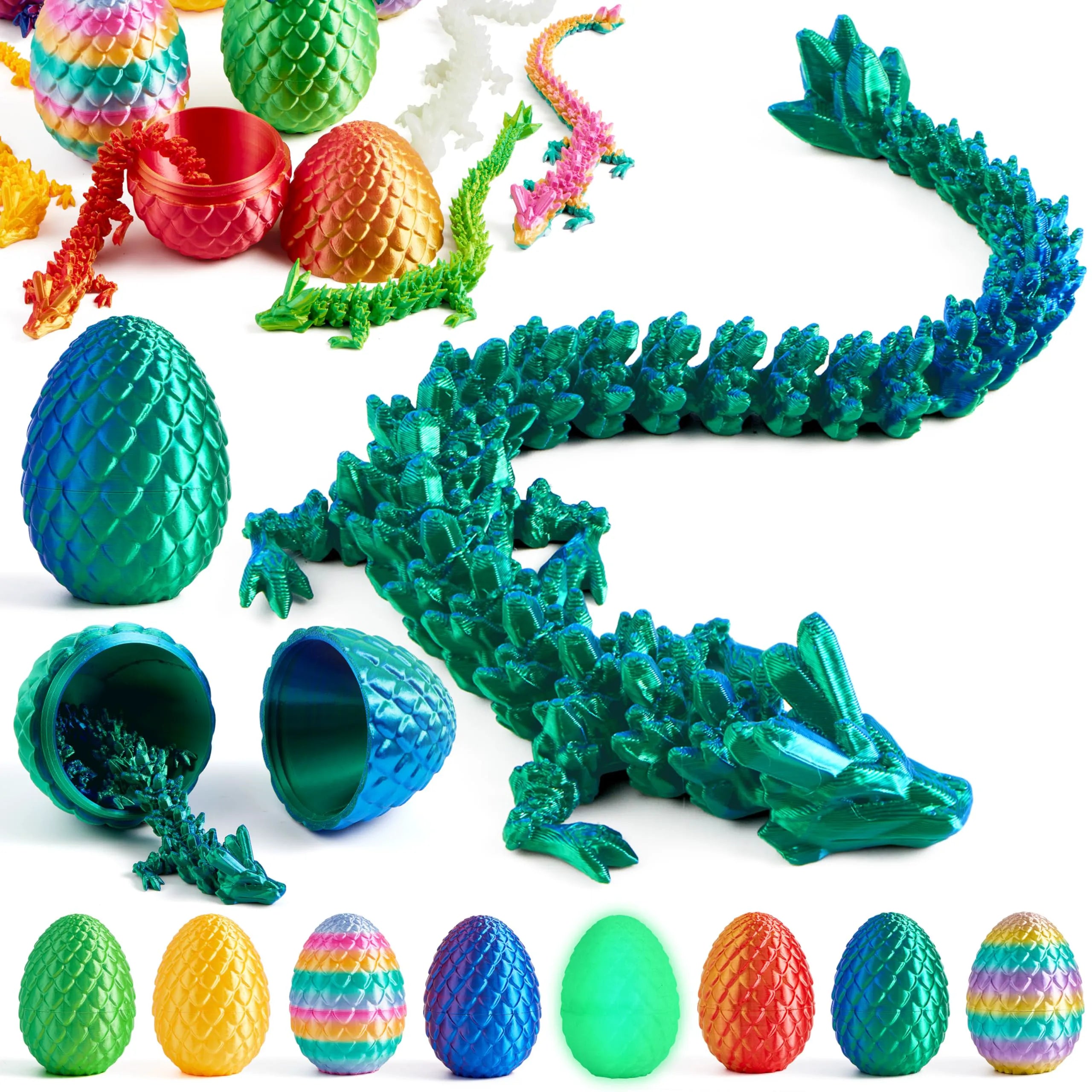 JOYIN 8 Pcs 3D Printed Dragon Eggs with Laser Color Dragon