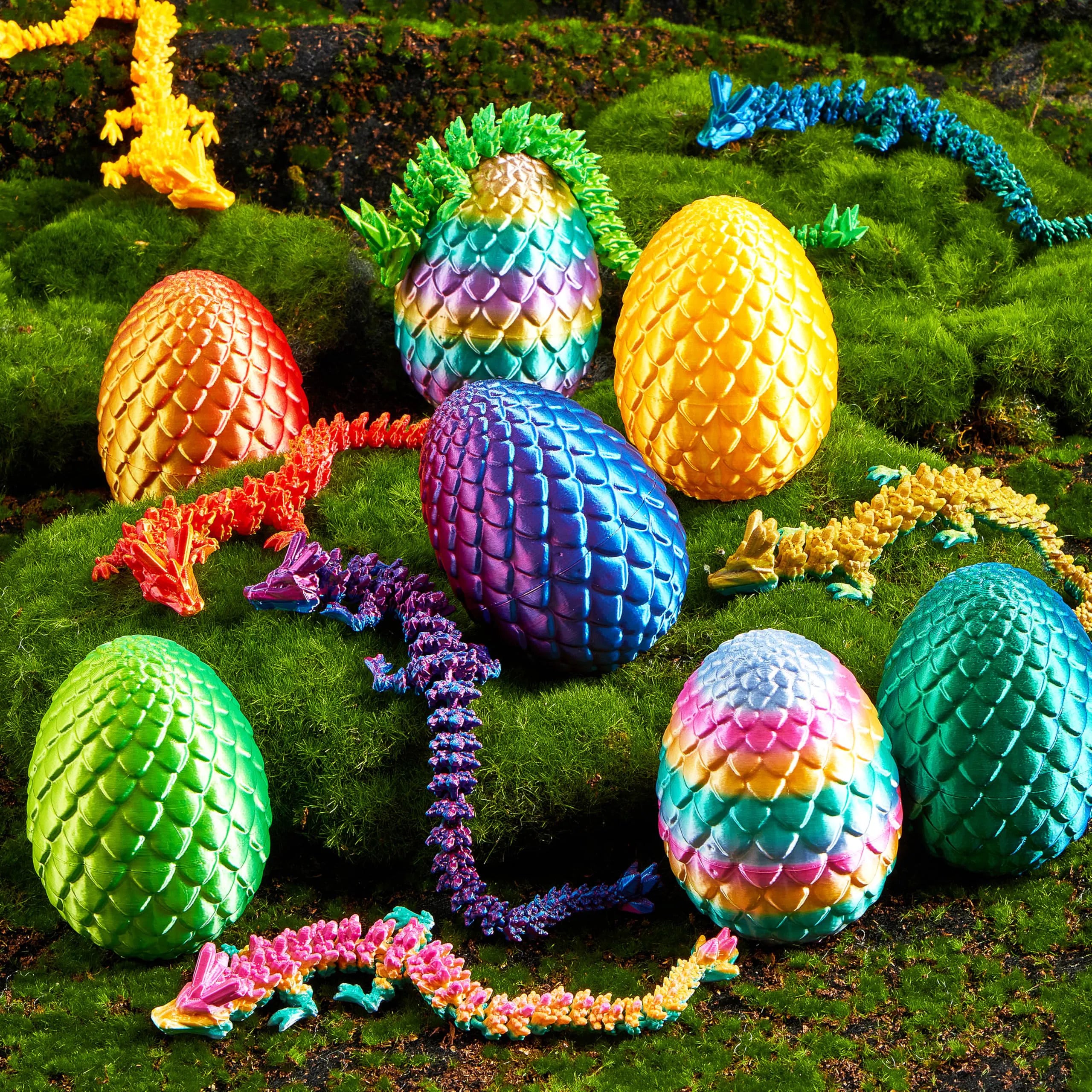 JOYIN 8 Pcs 3D Printed Dragon Eggs with Laser Color Dragon