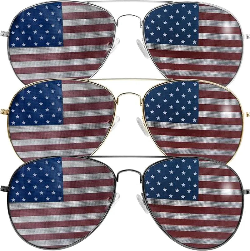 JOYIN Patriotic Sunglasses with Tri-Color Frames - 3 Pack for July 4th