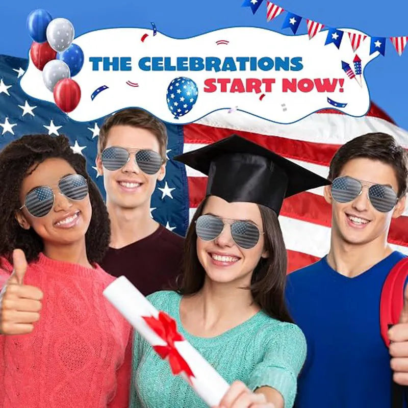 JOYIN Patriotic Sunglasses with Tri-Color Frames - 3 Pack for July 4th