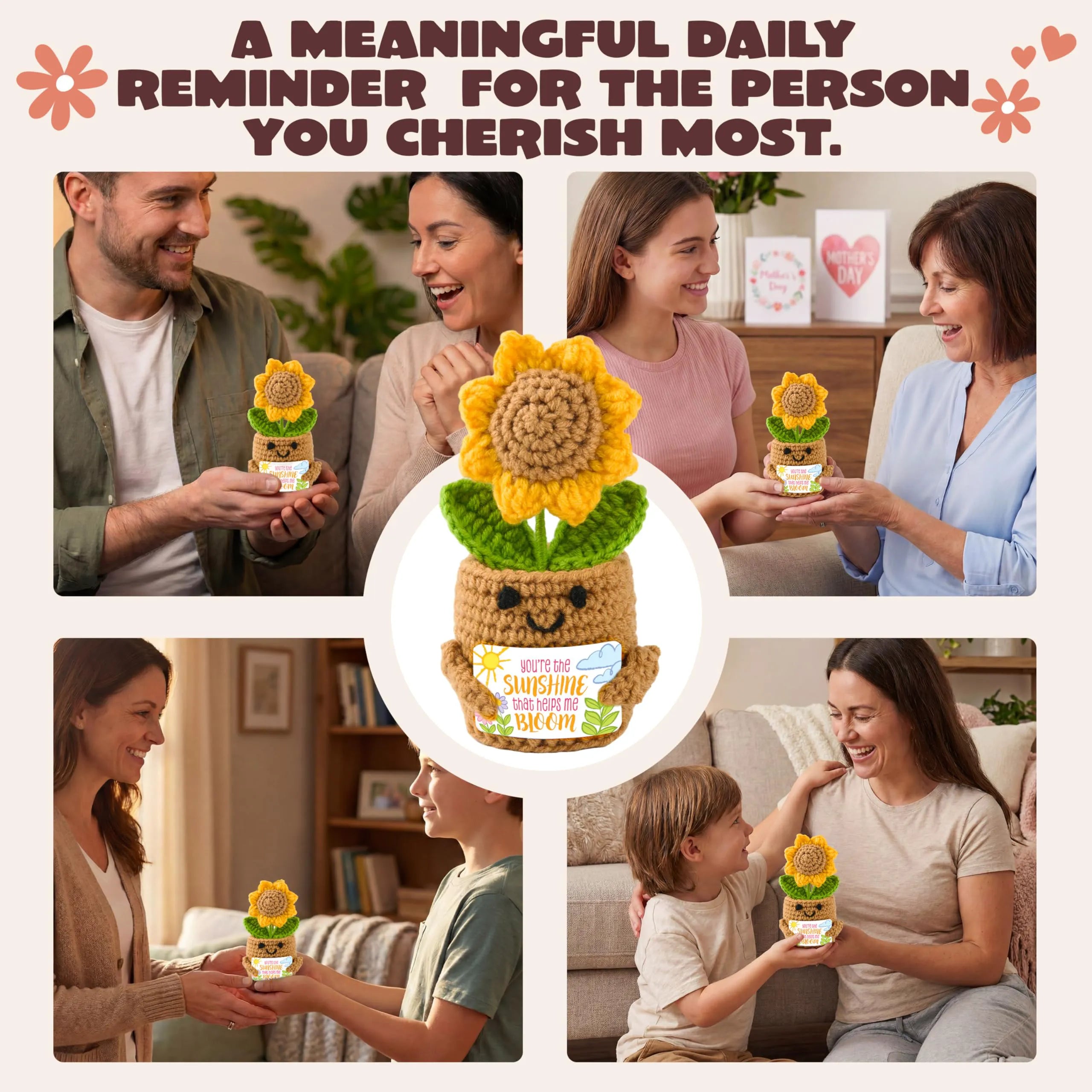 JOYIN Mini Sunflower Doll with Card, Funny Gift for Mom or Dad