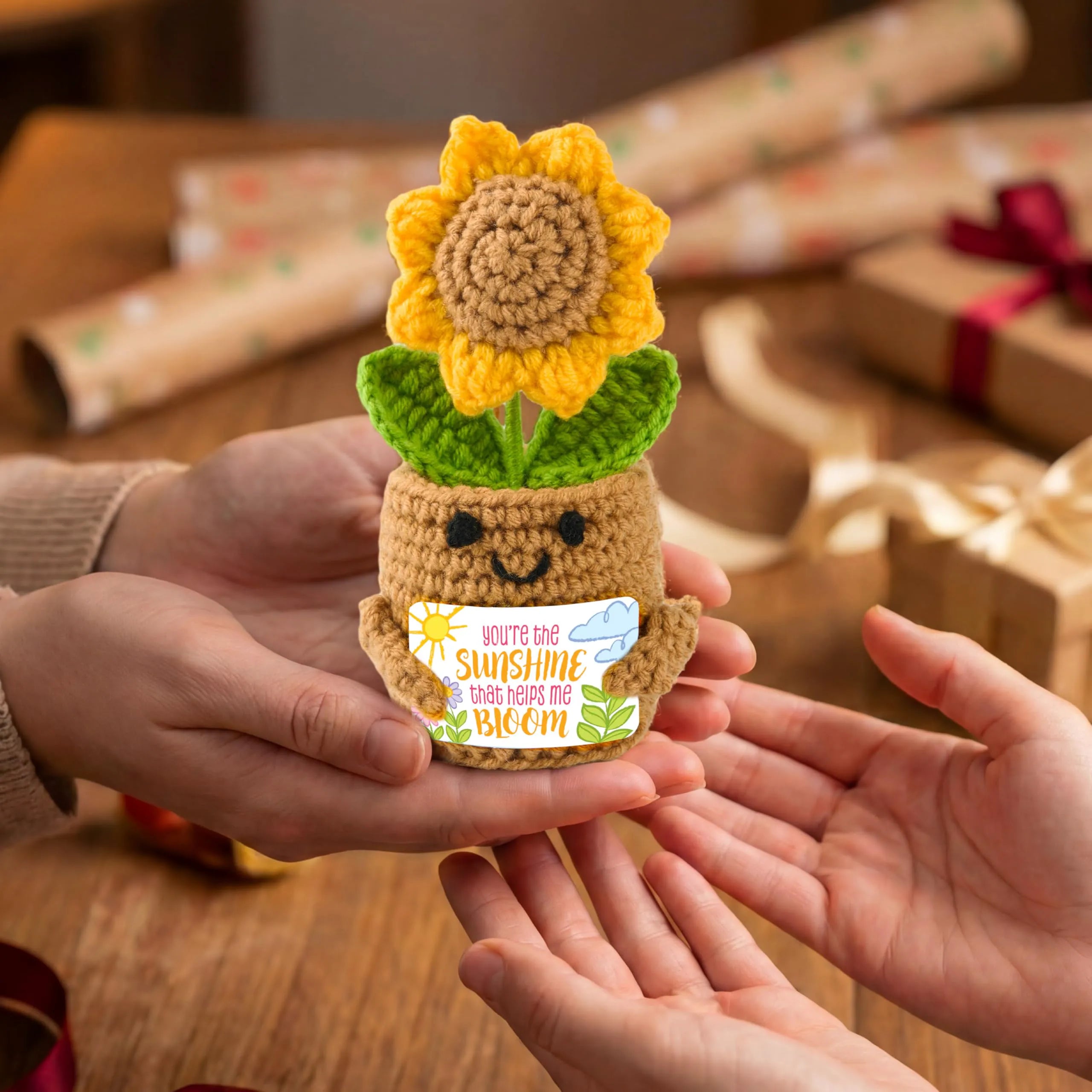 JOYIN Mini Sunflower Doll with Card, Funny Gift for Mom or Dad