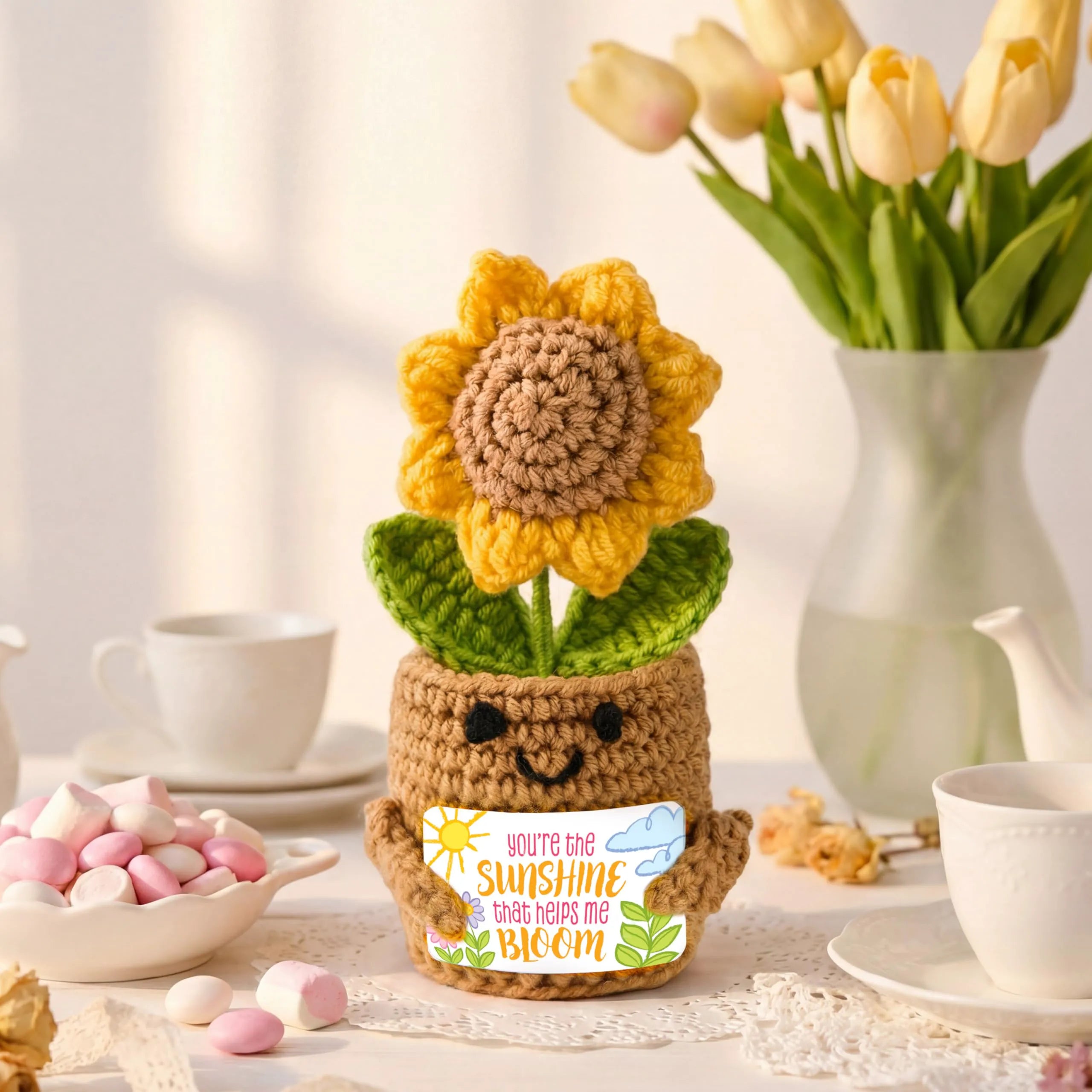 JOYIN Mini Sunflower Doll with Card, Funny Gift for Mom or Dad