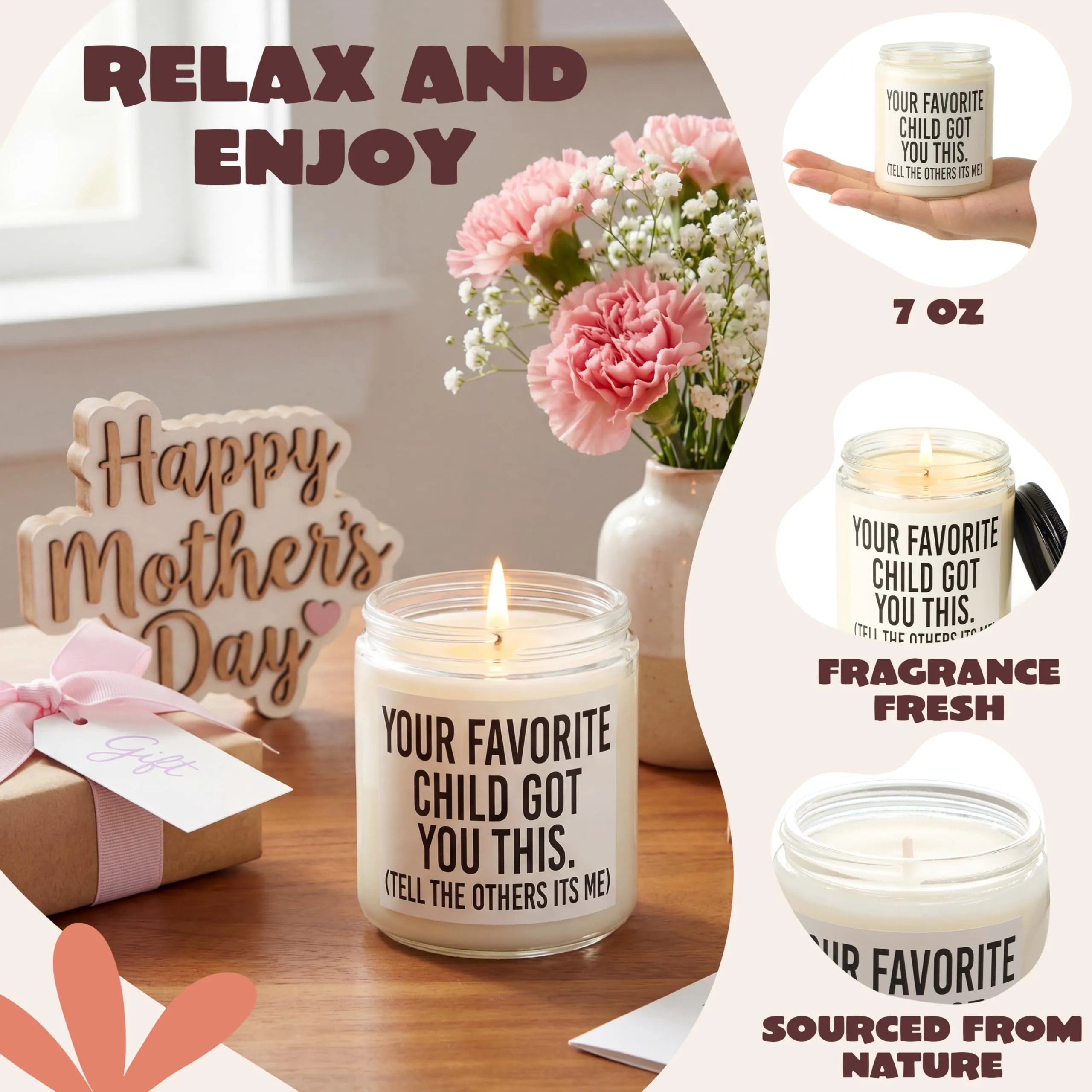 JOYIN Mother's Day Gifts for Mom, Lavender Scented Candles for Wife Women