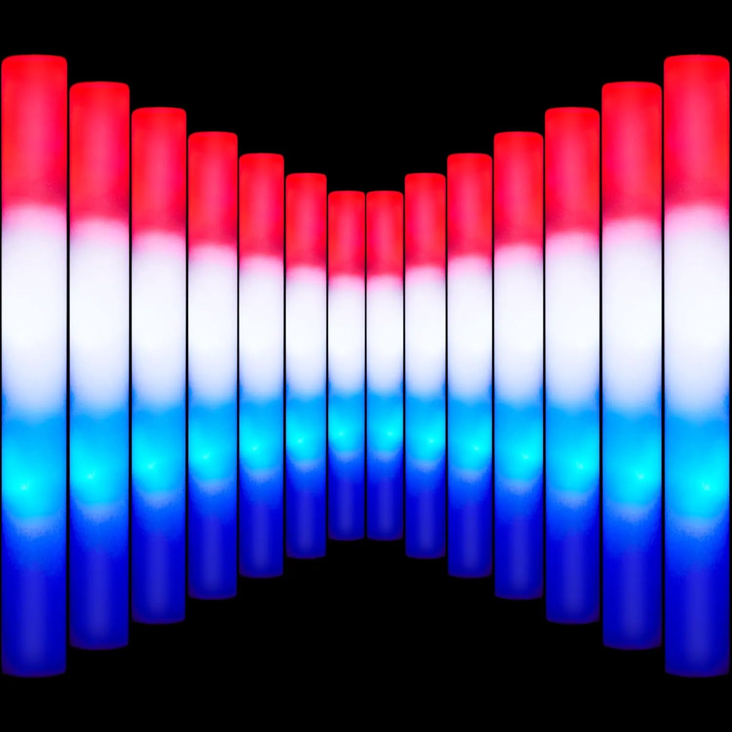 JOYIN Patriotic Red, White & Blue LED Foam Sticks with 3 Light Modes - 12 Pcs