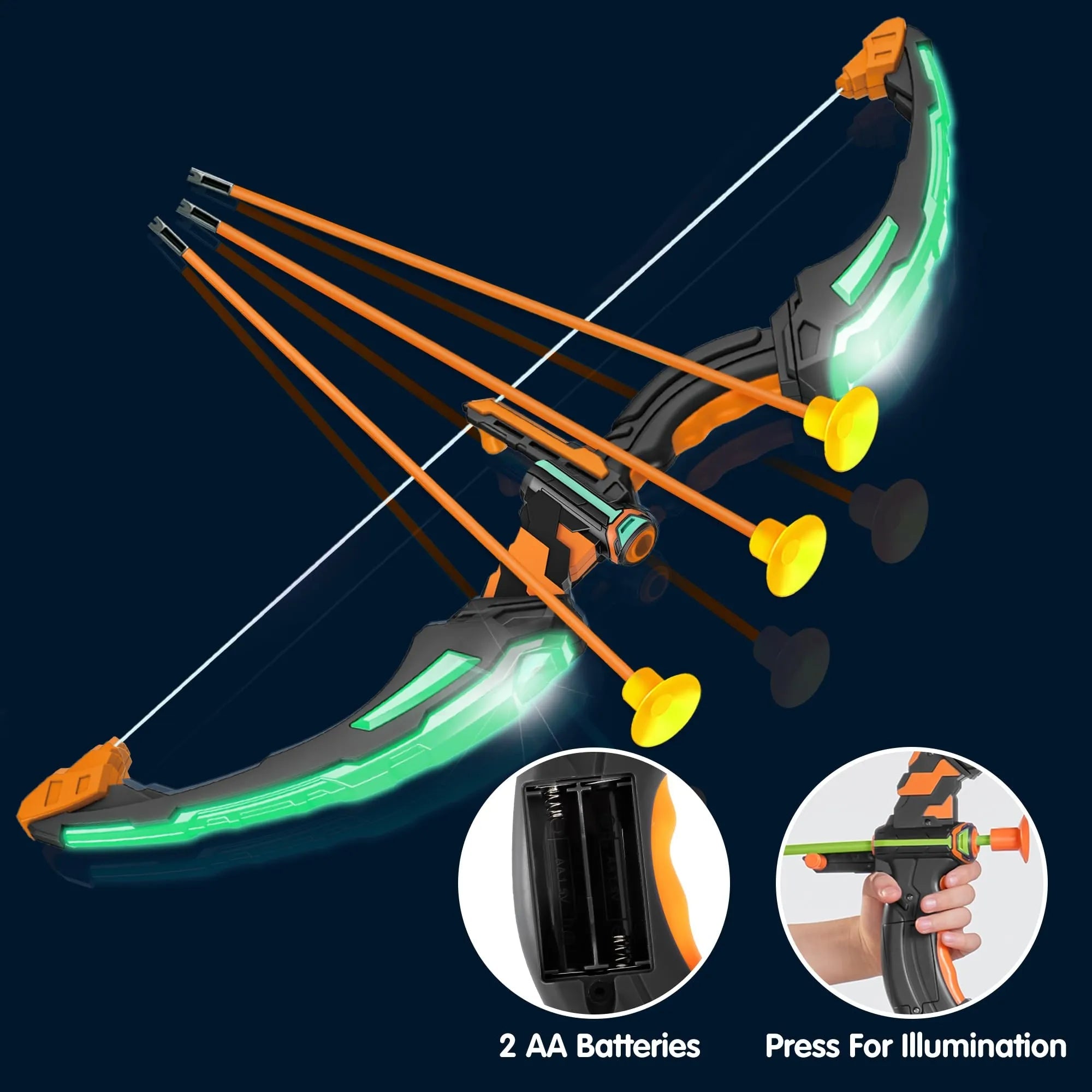 Kids LED Light-Up Archery Toy Set with Suction Cup Arrows, Target & Arrow Case