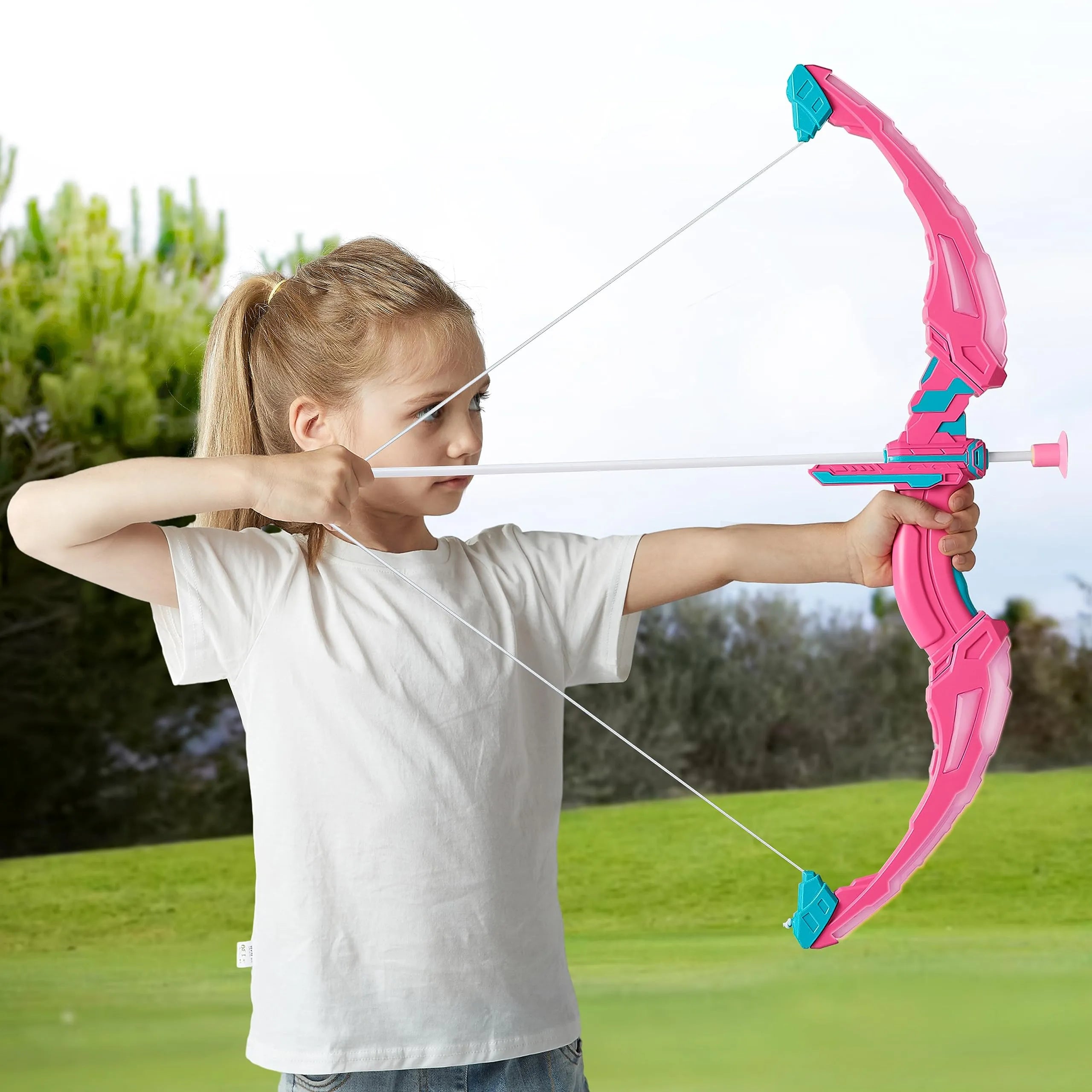 Kids LED Light-Up Archery Toy Set with Suction Cup Arrows, Target & Arrow Case