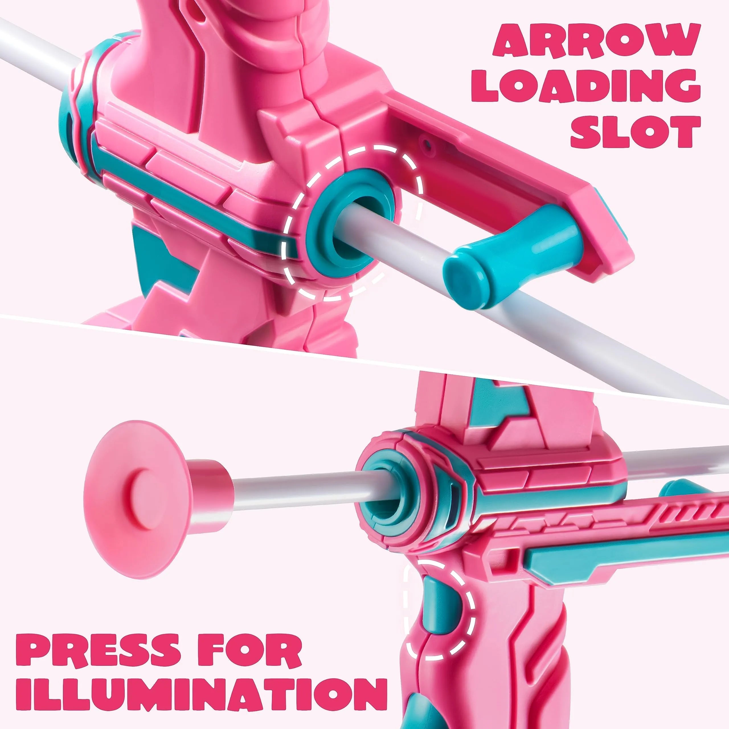 Kids LED Light-Up Archery Toy Set with Suction Cup Arrows, Target & Arrow Case