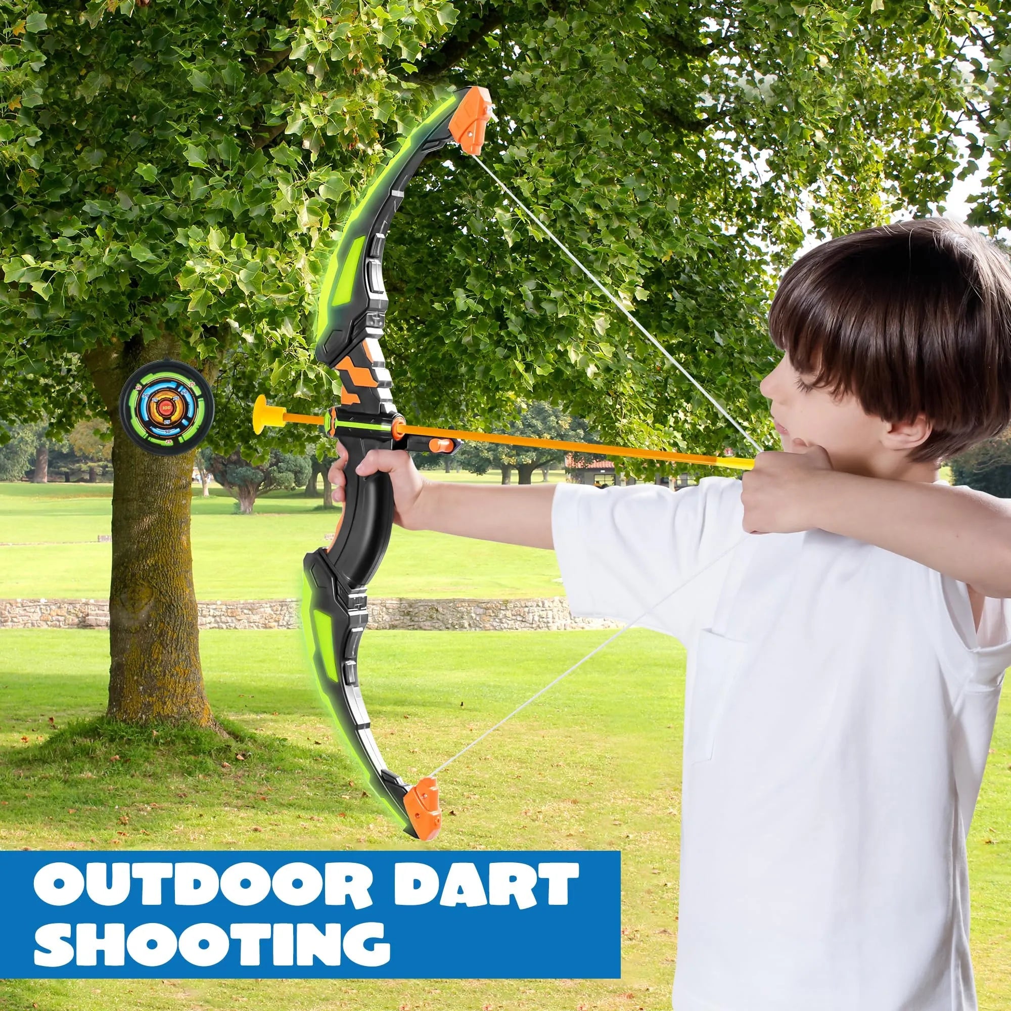 Kids LED Light-Up Archery Toy Set with Suction Cup Arrows, Target & Arrow Case