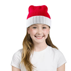 Cozy Knit Christmas Beanie for Kids with Pom Poms