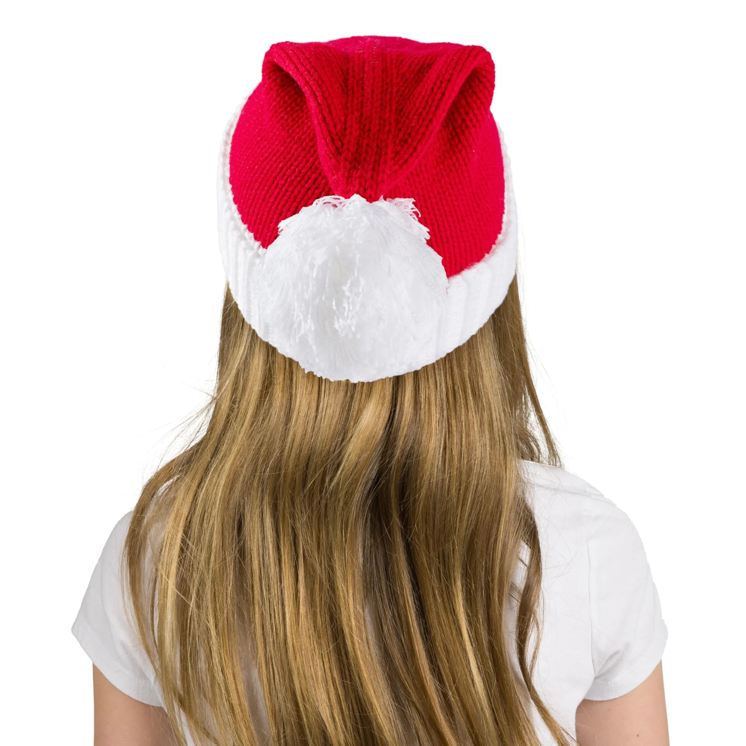 Cozy Knit Christmas Beanie for Kids with Pom Poms