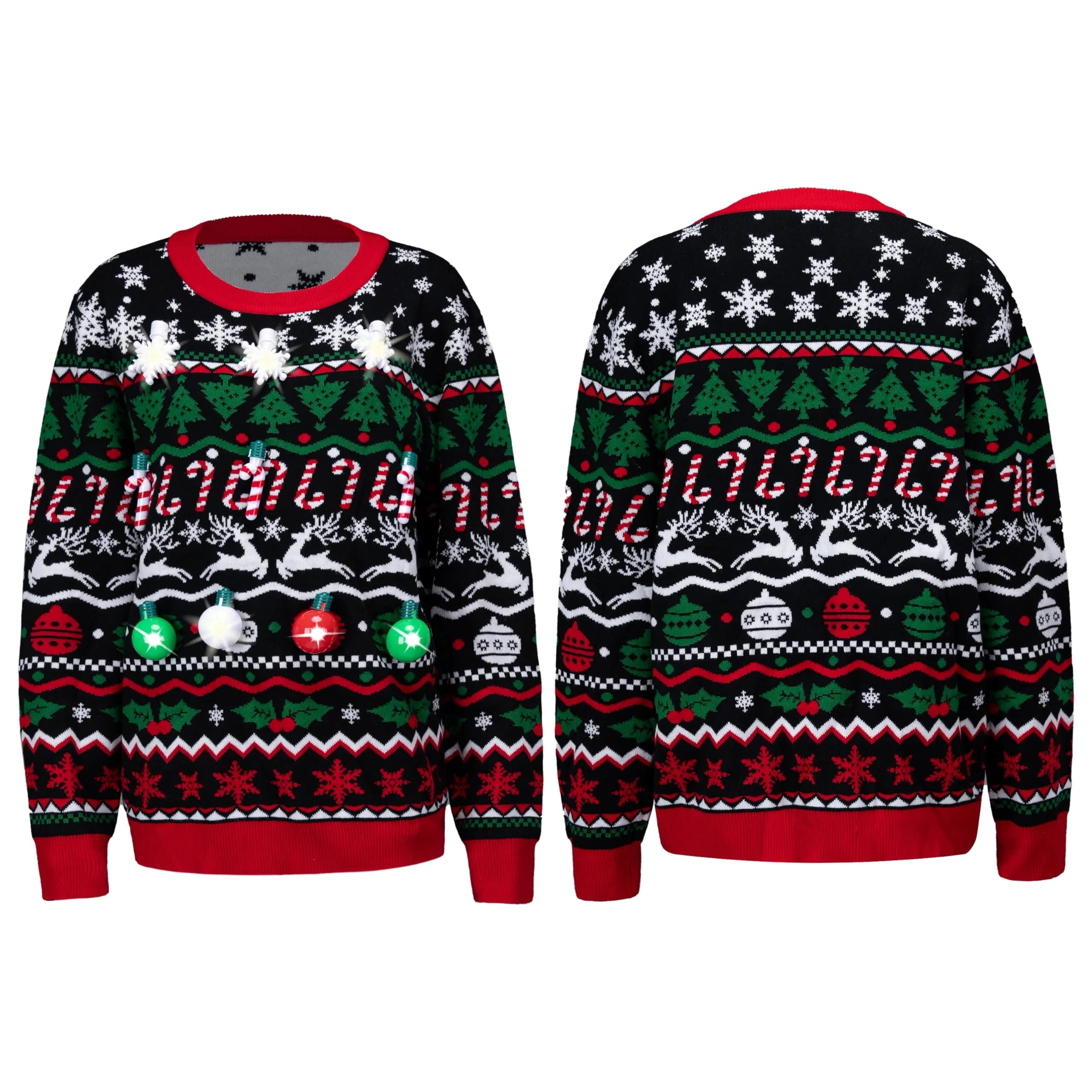 LED Ugly Christmas Sweater with Built-in Light Bulbs for Men and Women