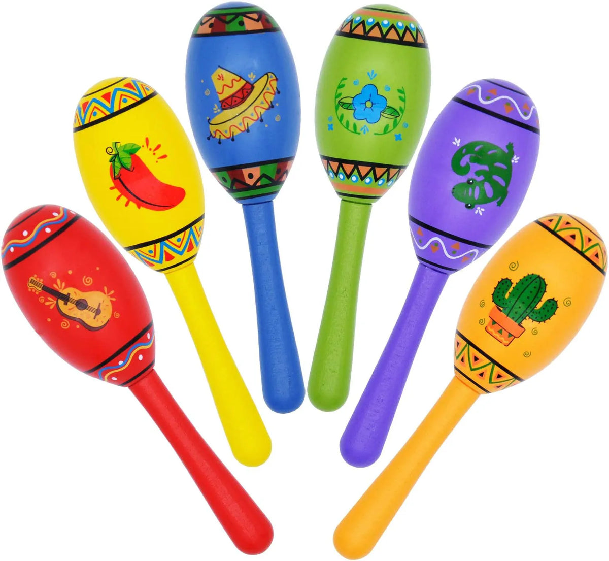 Mini Wooden Fiesta Maracas (24 Pack)
