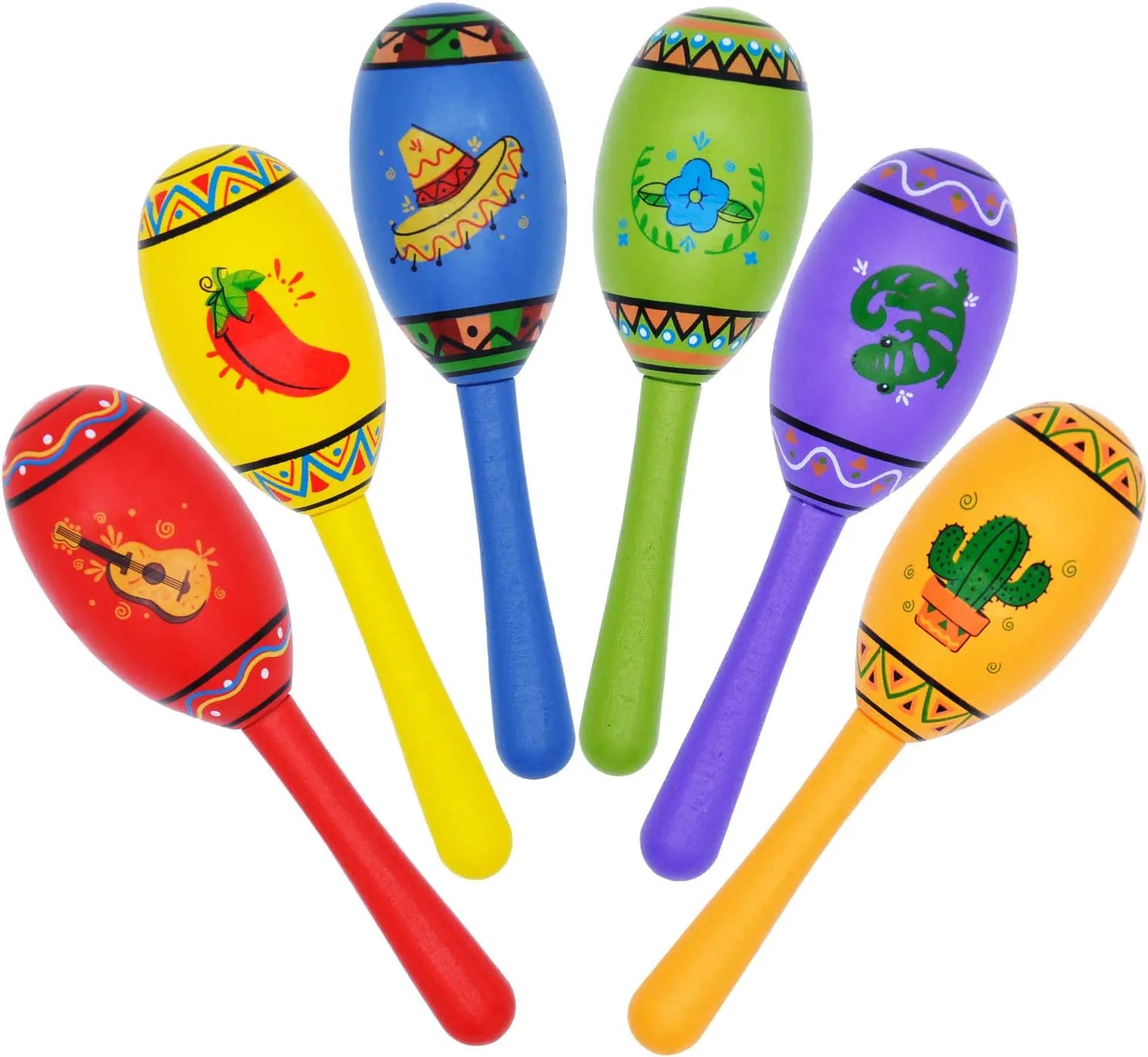 Mini Wooden Fiesta Maracas (24 Pack)