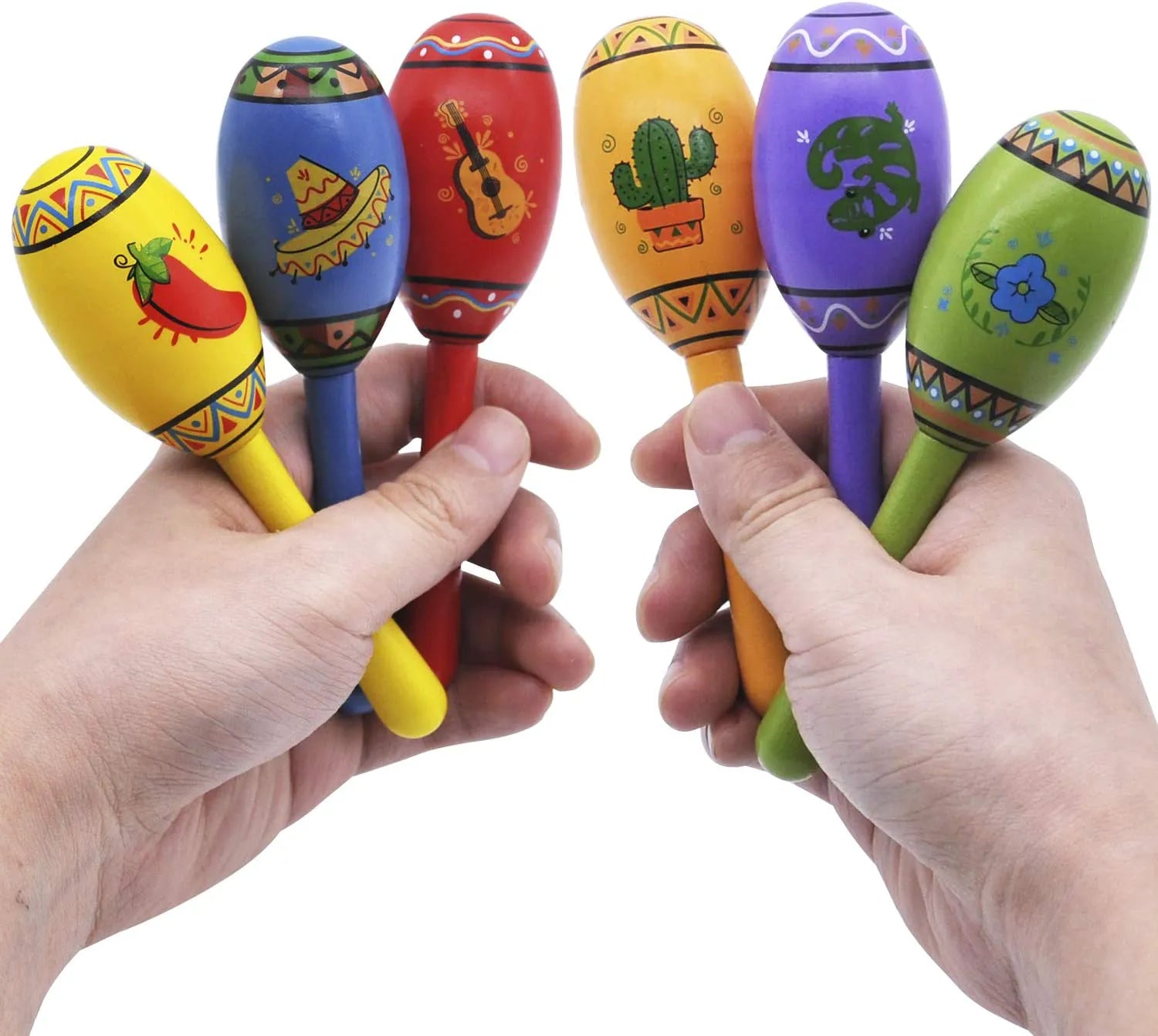 Mini Wooden Fiesta Maracas (24 Pack)