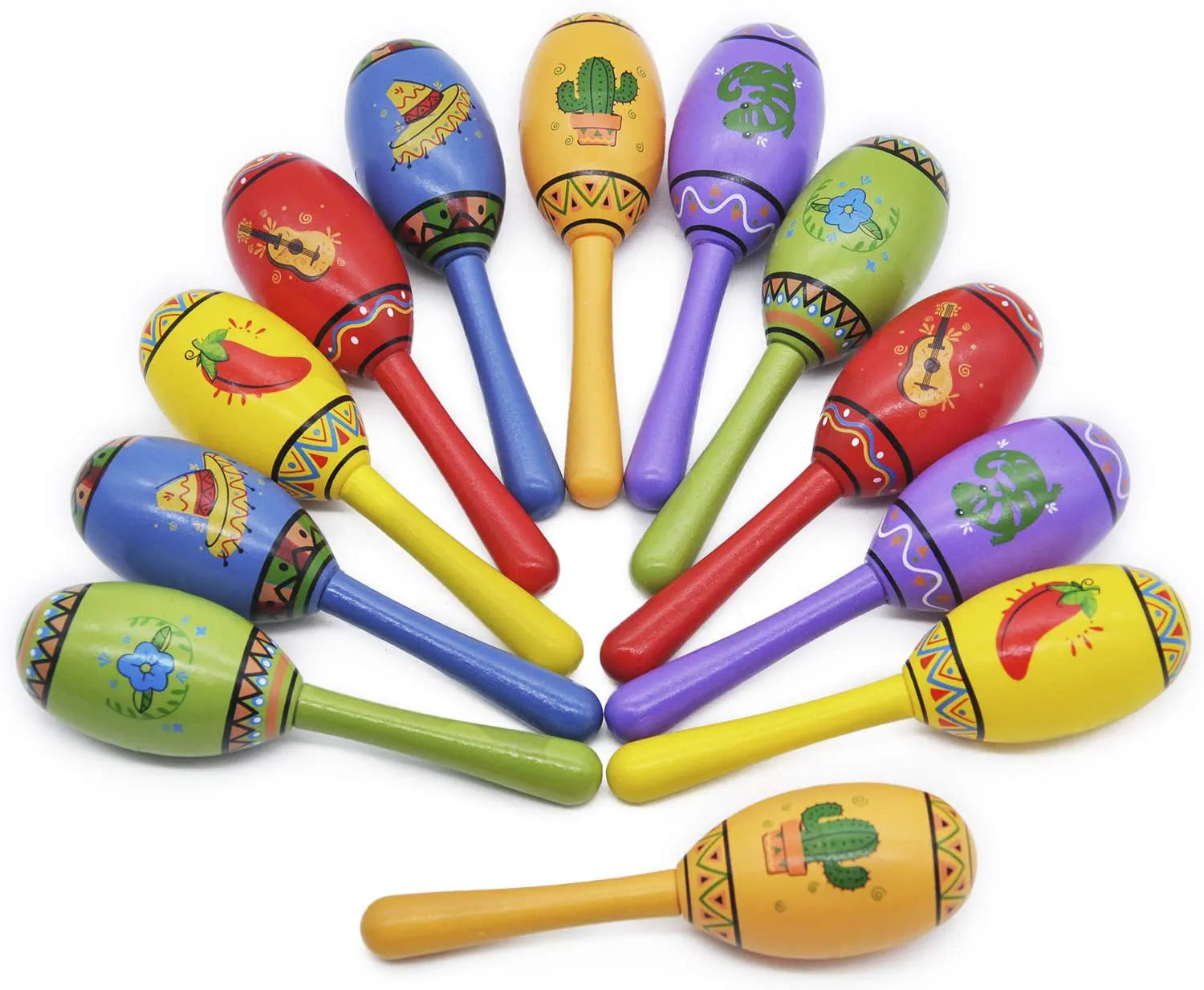 Mini Wooden Fiesta Maracas (24 Pack)