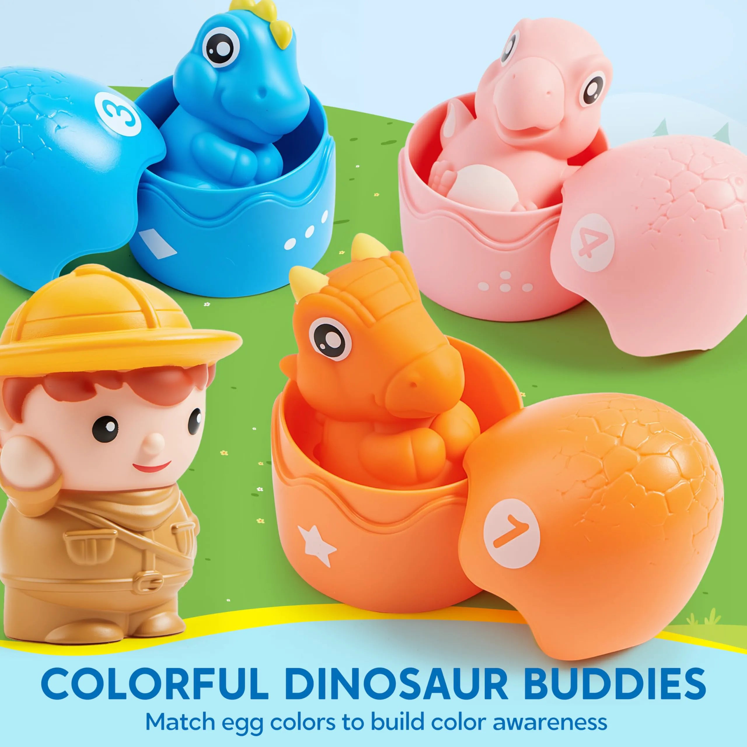 Montessori Dinosaur Number Train Toy - Counting & Matching Learning Toy with 9 Dinosaurs for Toddlers 1-3 Years
