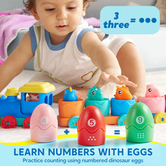 Montessori Dinosaur Number Train Toy - Counting & Matching Learning Toy with 9 Dinosaurs for Toddlers 1-3 Years