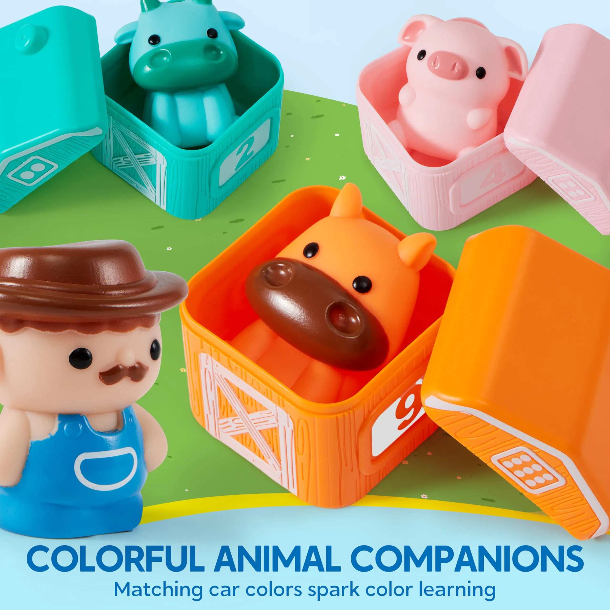 Montessori Farm Number Train Toy - Counting, Matching & Sorting Learning Toy with 9 Farm Animals for Toddlers 1-3 Years